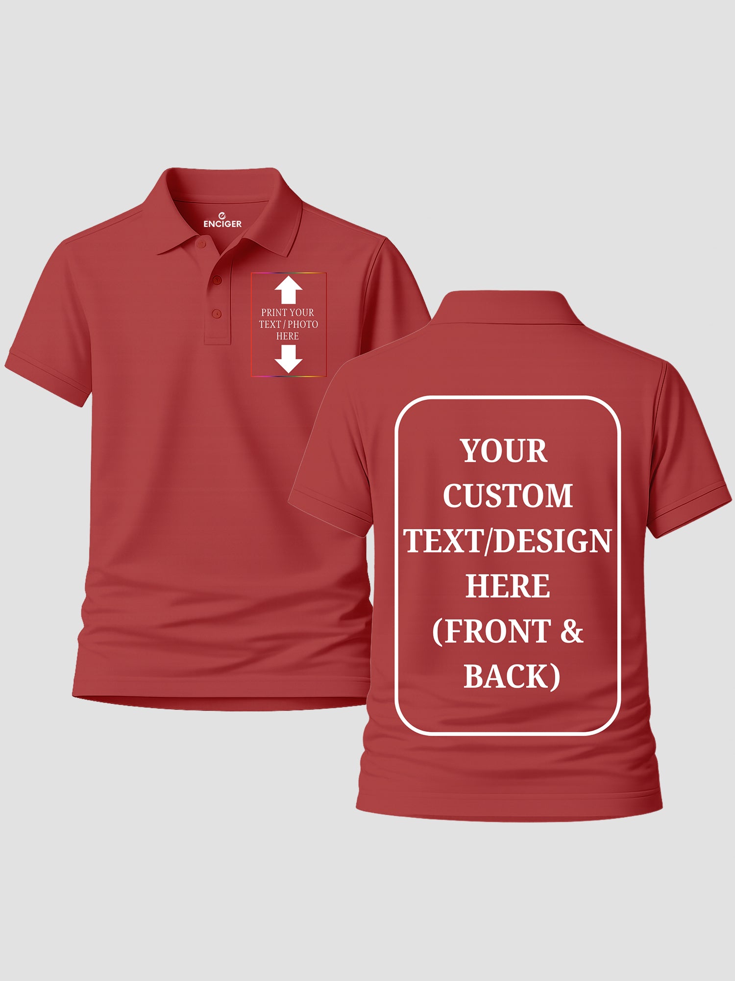 Women Custom Polo T Shirt Front Back Print Personalised Logo Text Photo Polo