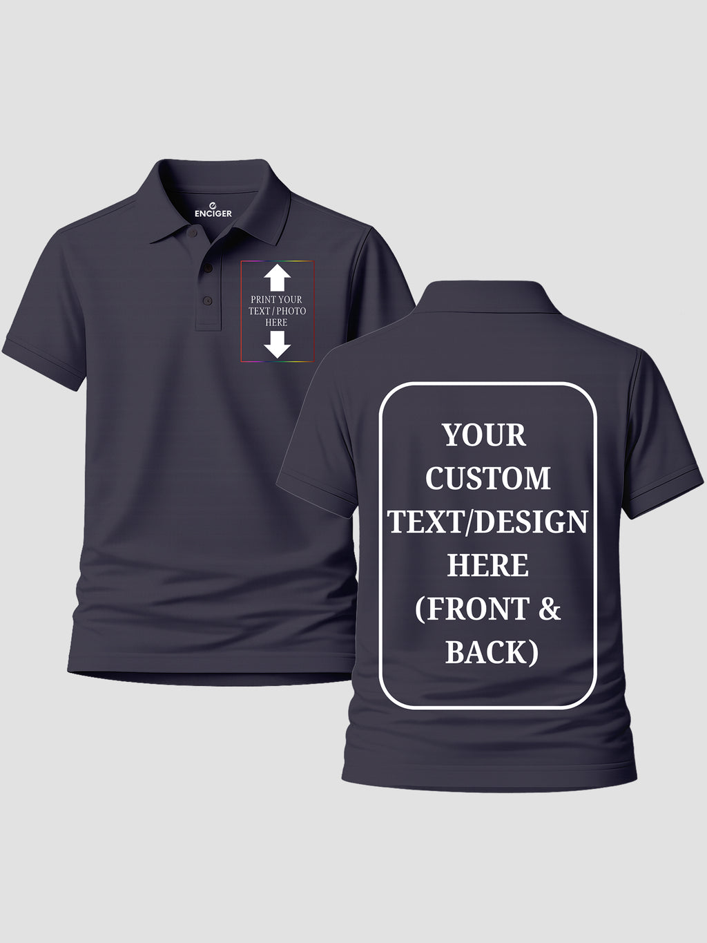 Women Custom Polo T Shirt Front Back Print Personalised Logo Text Photo Polo
