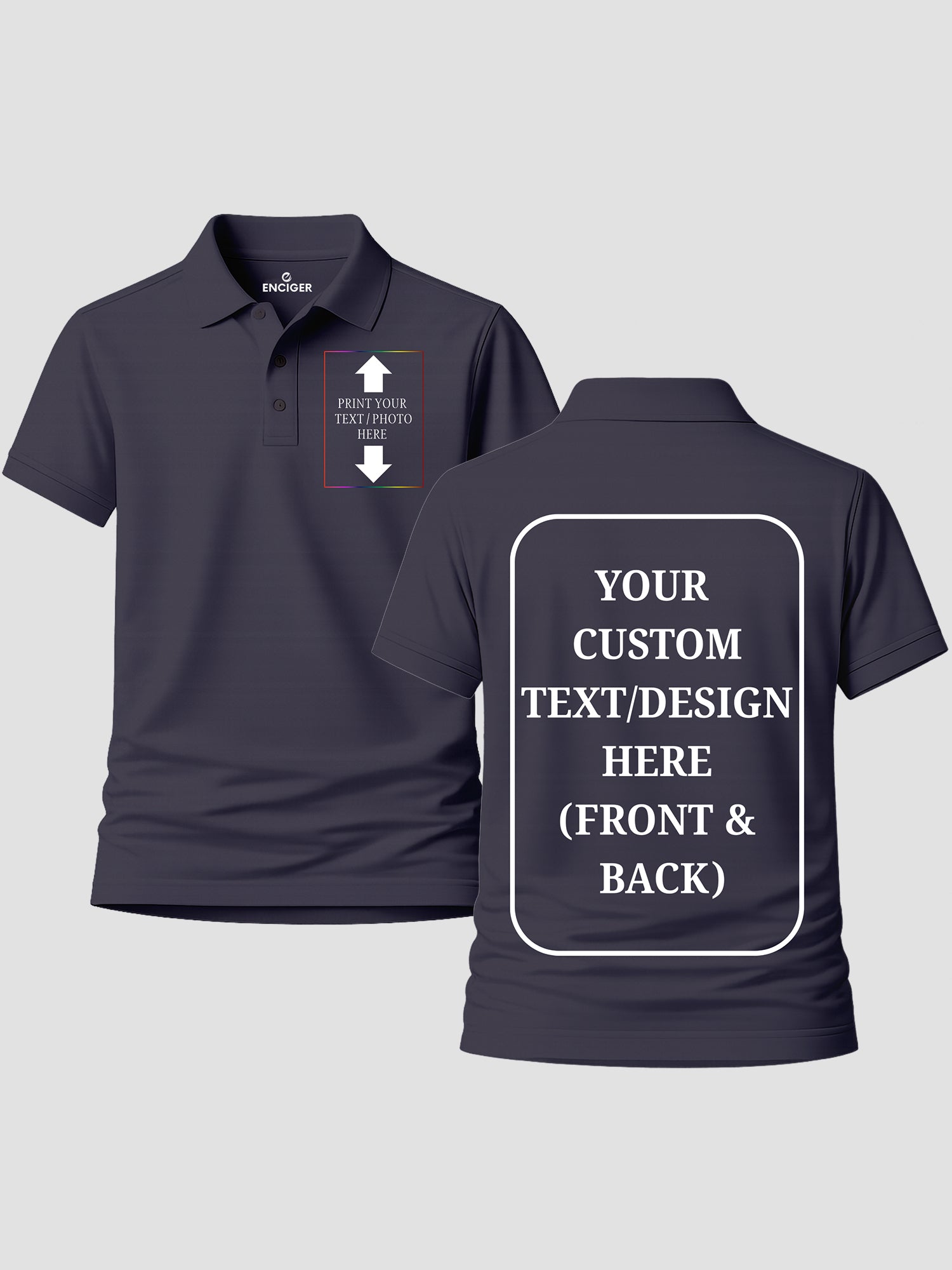Women Custom Polo T Shirt Front Back Print Personalised Logo Text Photo Polo