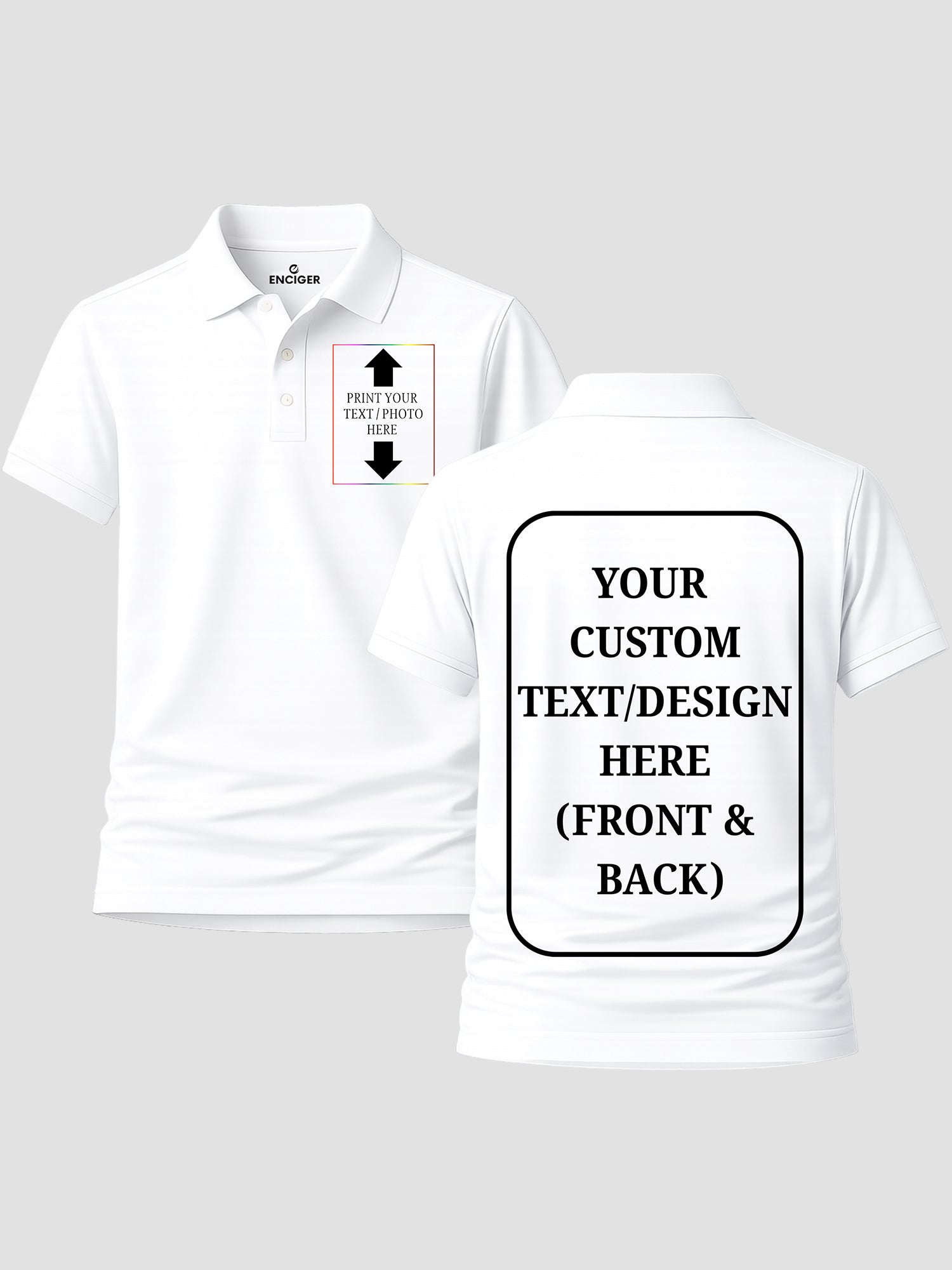 Women Custom Polo T Shirt Front Back Print Personalised Logo Text Photo Polo