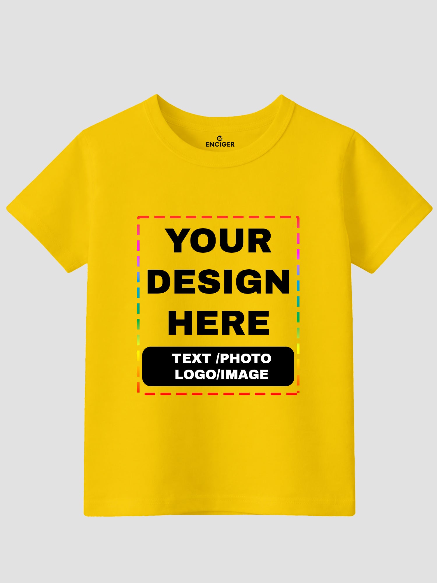 Girls-Custom-Printed-T-Shirt-Personalised-Text,-Photo-or-Logo-CTRG3-Yellow