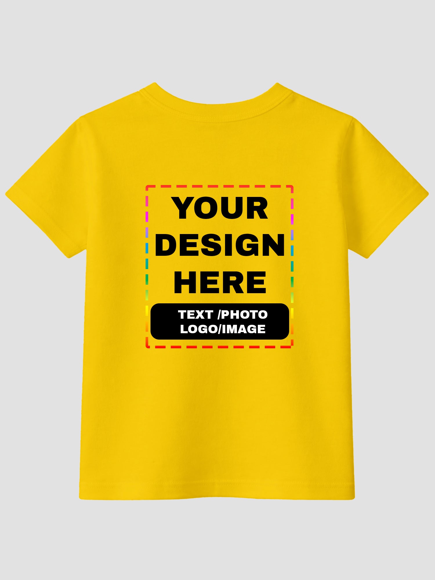 Girls-Custom-Printed-T-Shirt-Personalised-Text,-Photo-or-Logo-CTRG3-(Yellow)