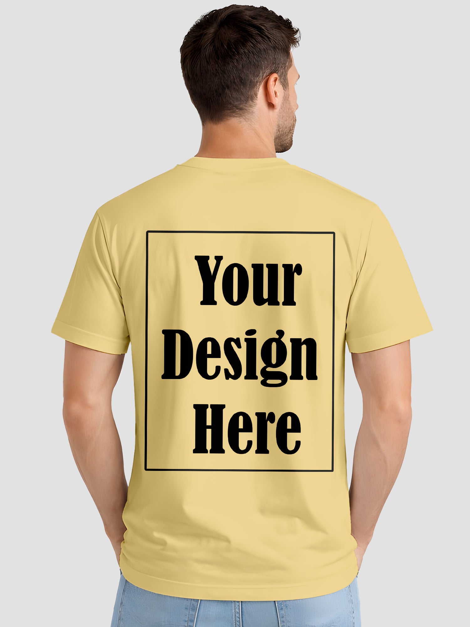 Mens Custom Printed T Shirt Cotton Regular Fit Round Neck Half Sleeve Tee