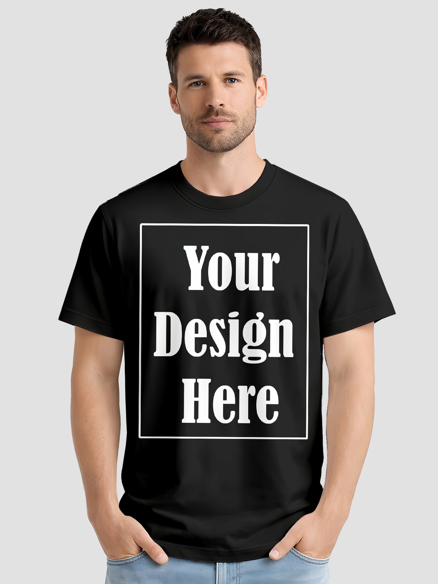 Mens Custom Printed T Shirt Cotton Regular Fit Round Neck Half Sleeve Tee
