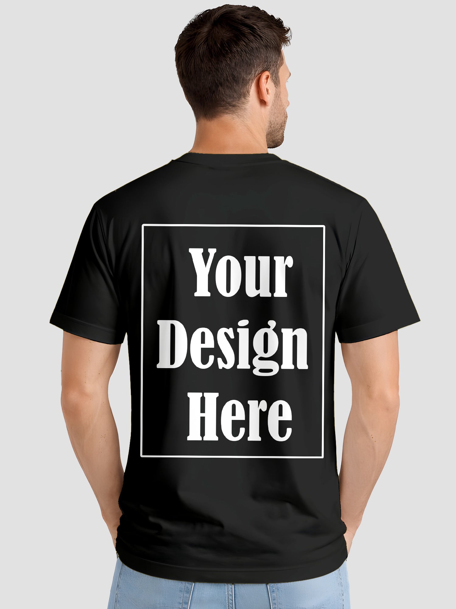 Mens Custom Printed T Shirt Cotton Regular Fit Round Neck Half Sleeve Tee