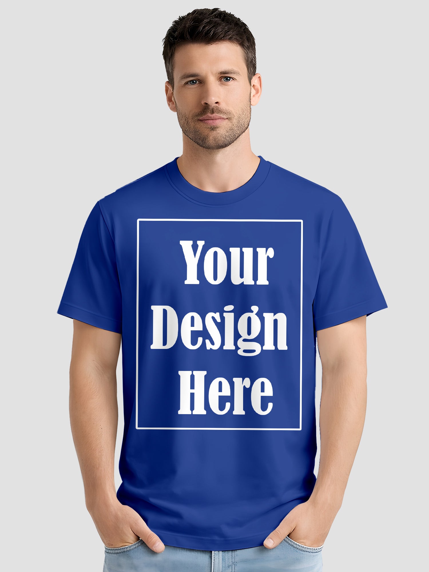Mens Custom Printed T Shirt Cotton Regular Fit Round Neck Half Sleeve Tee