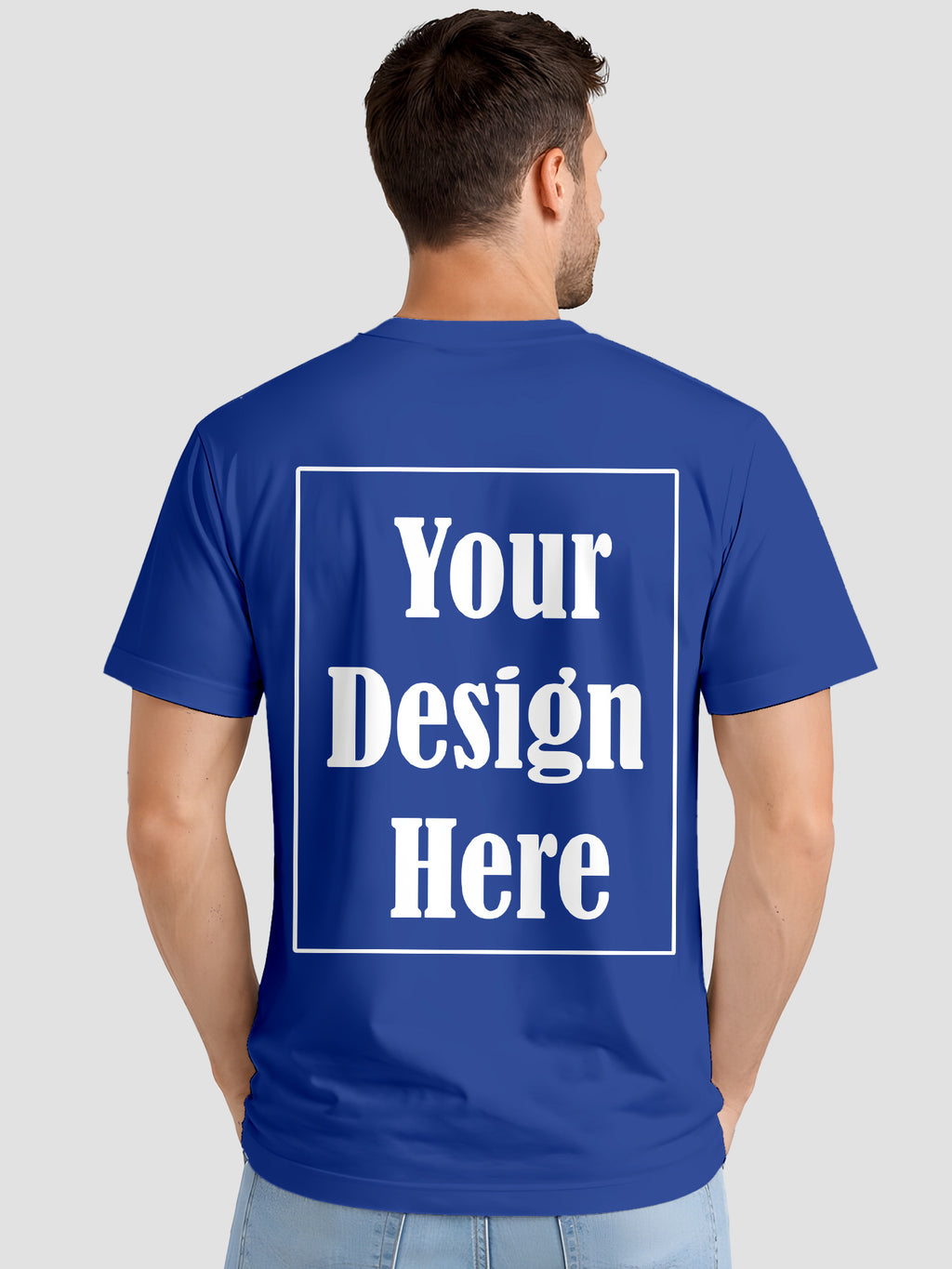Mens Custom Printed T Shirt Cotton Regular Fit Round Neck Half Sleeve Tee