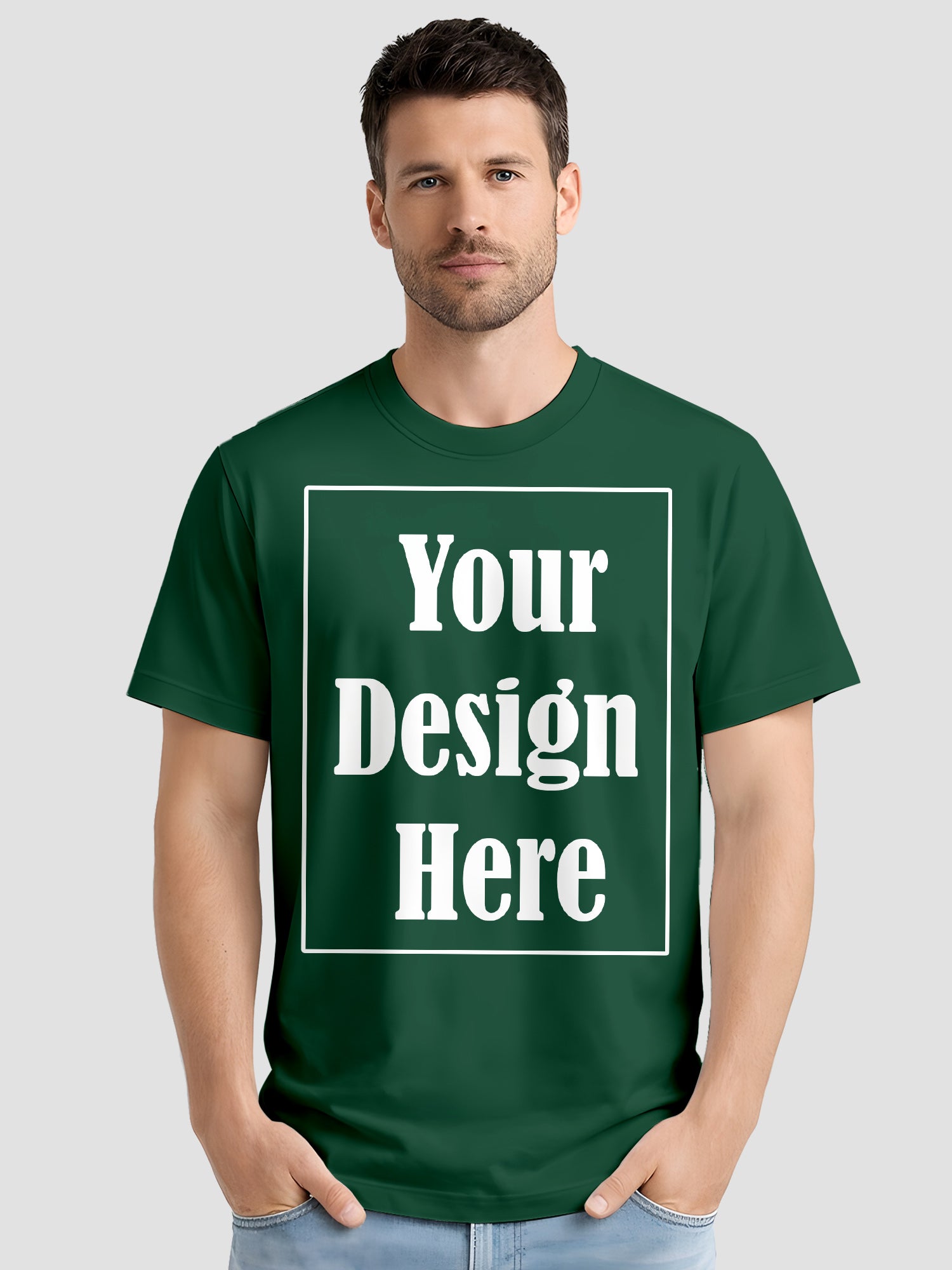 Mens Custom Printed T Shirt Cotton Regular Fit Round Neck Half Sleeve Tee