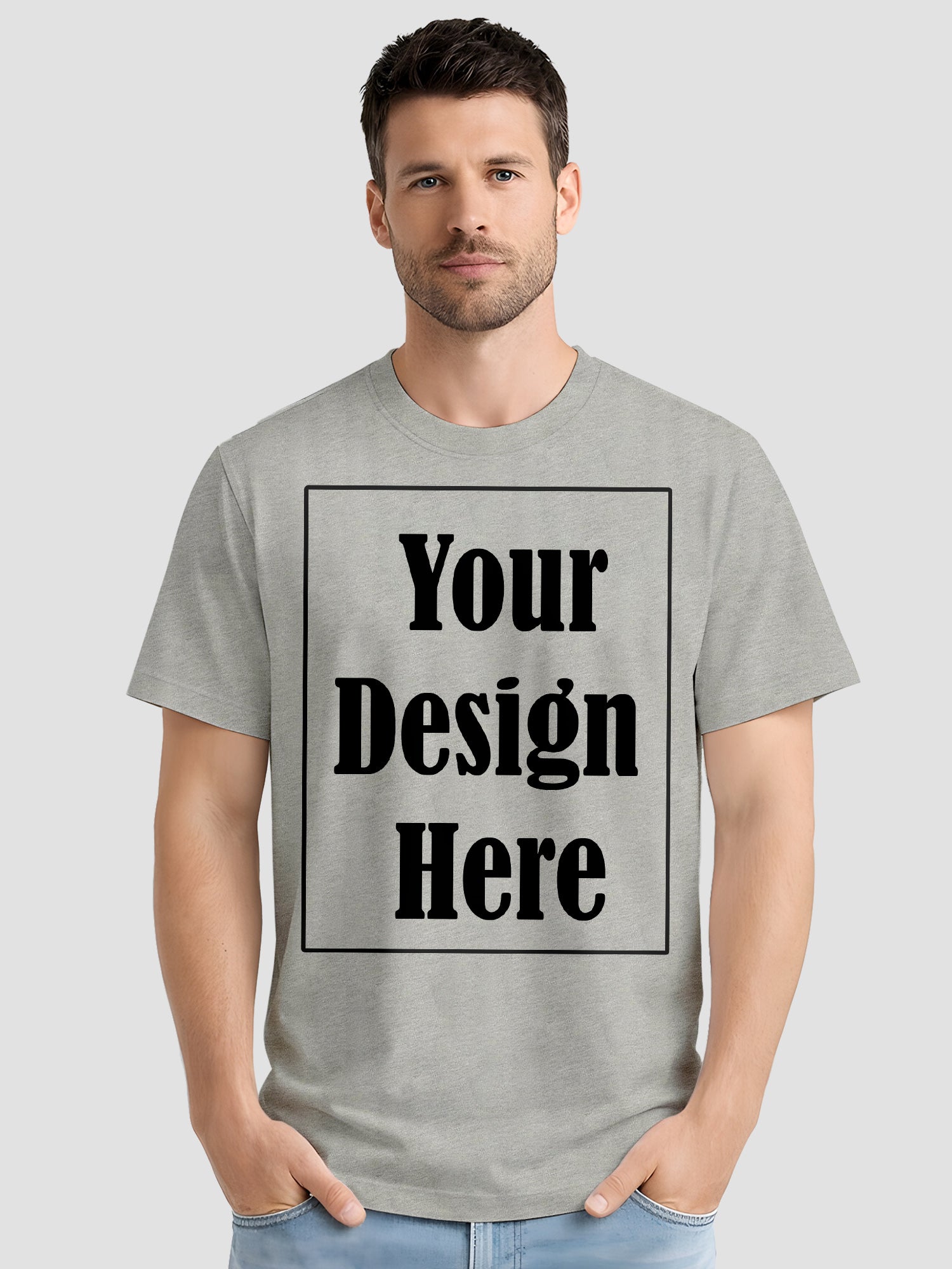 Mens Custom Printed T Shirt Cotton Regular Fit Round Neck Half Sleeve Tee