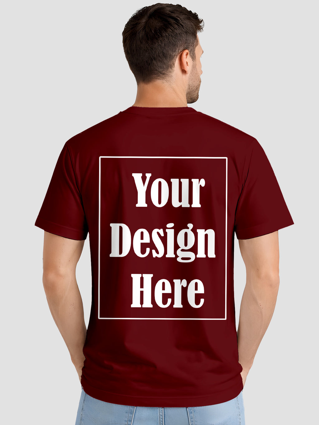 Mens Custom Printed T Shirt Cotton Regular Fit Round Neck Half Sleeve Tee