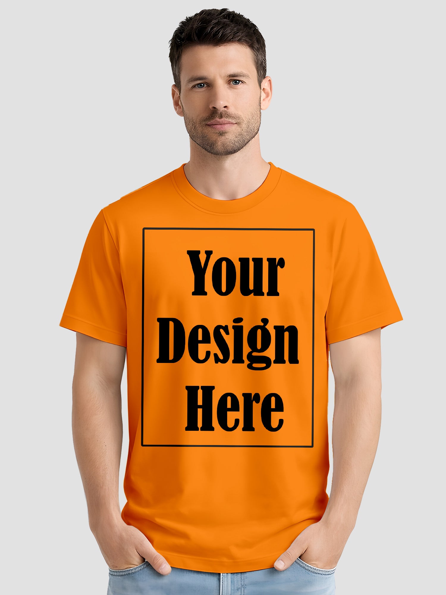 Mens Custom Printed T Shirt Cotton Regular Fit Round Neck Half Sleeve Tee