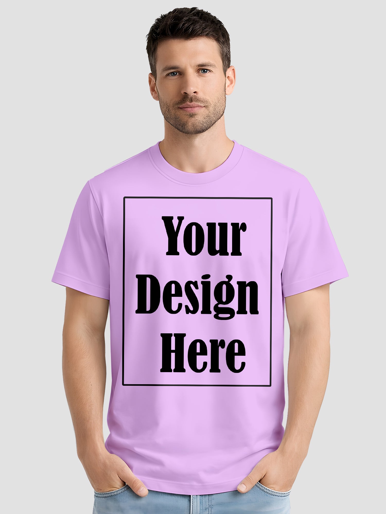 Mens Custom Printed T Shirt Cotton Regular Fit Round Neck Half Sleeve Tee