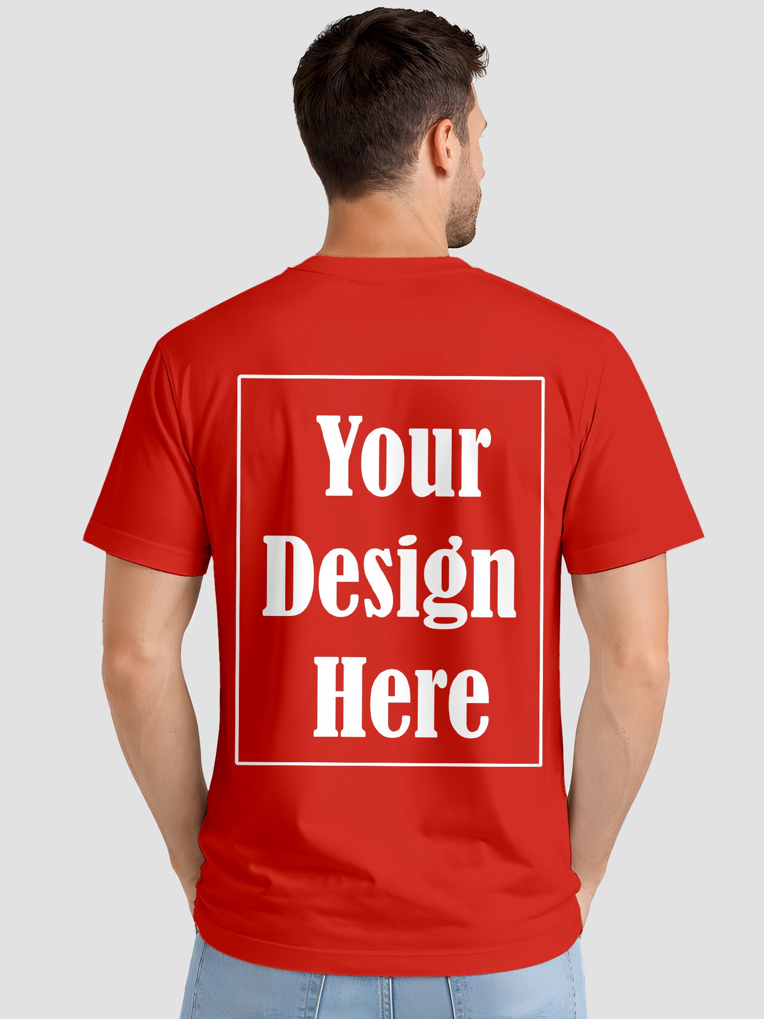 Mens Custom Printed T Shirt Cotton Regular Fit Round Neck Half Sleeve Tee