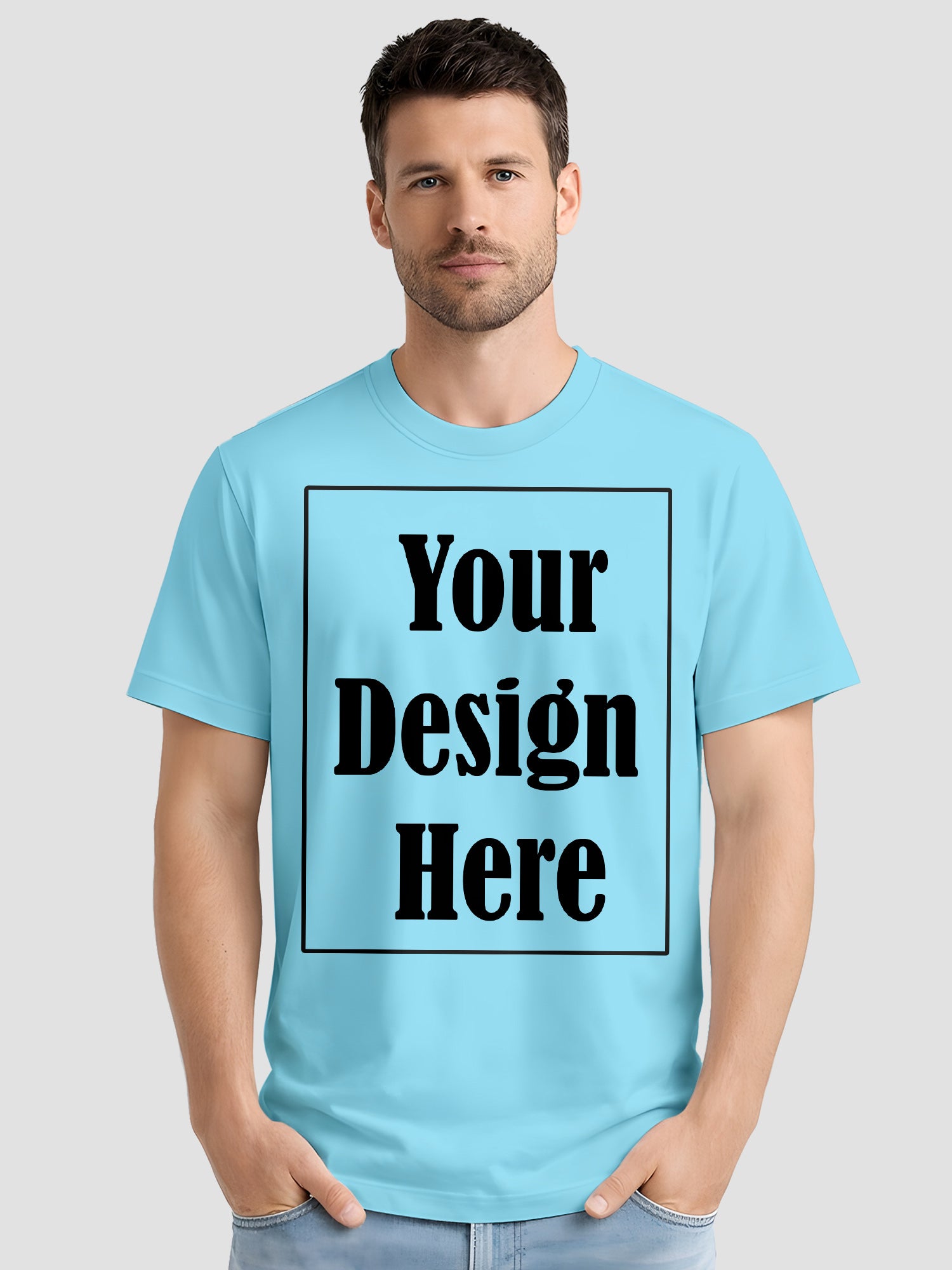 Mens Custom Printed T Shirt Cotton Regular Fit Round Neck Half Sleeve Tee