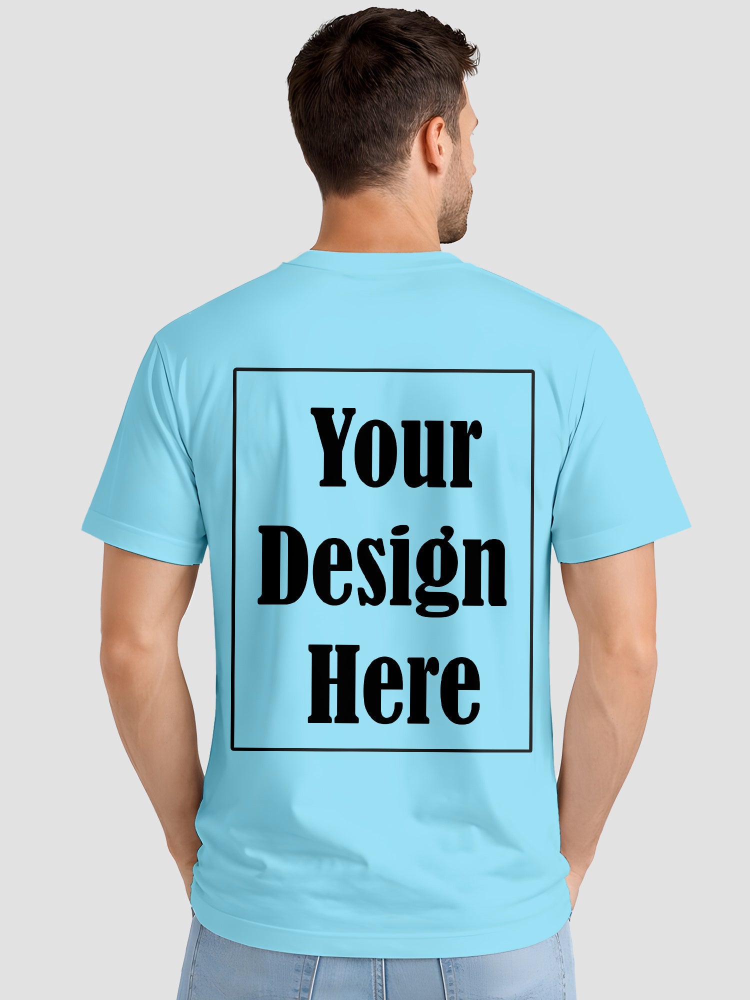 Mens Custom Printed T Shirt Cotton Regular Fit Round Neck Half Sleeve Tee