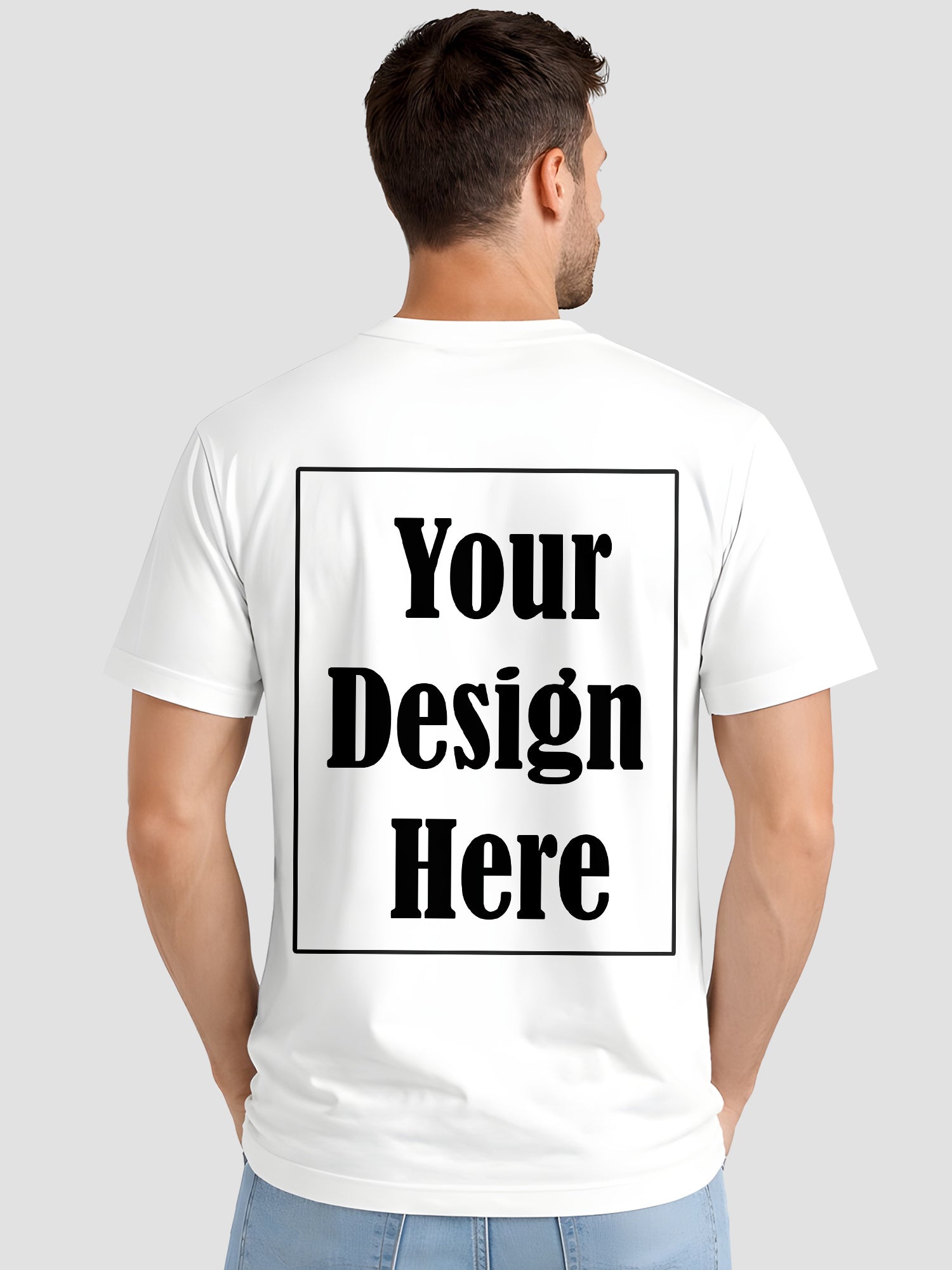 Mens Custom Printed T Shirt Cotton Regular Fit Round Neck Half Sleeve Tee