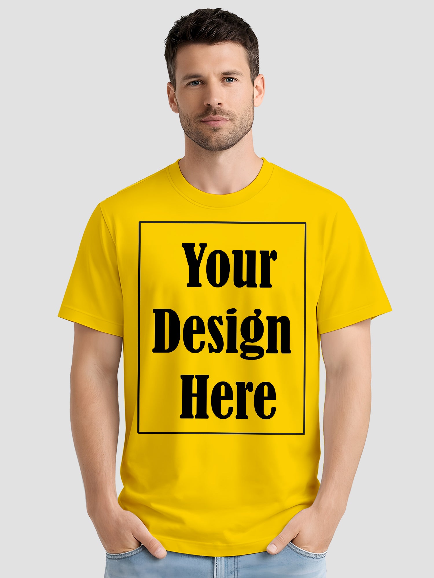 Mens Custom Printed T Shirt Cotton Regular Fit Round Neck Half Sleeve Tee