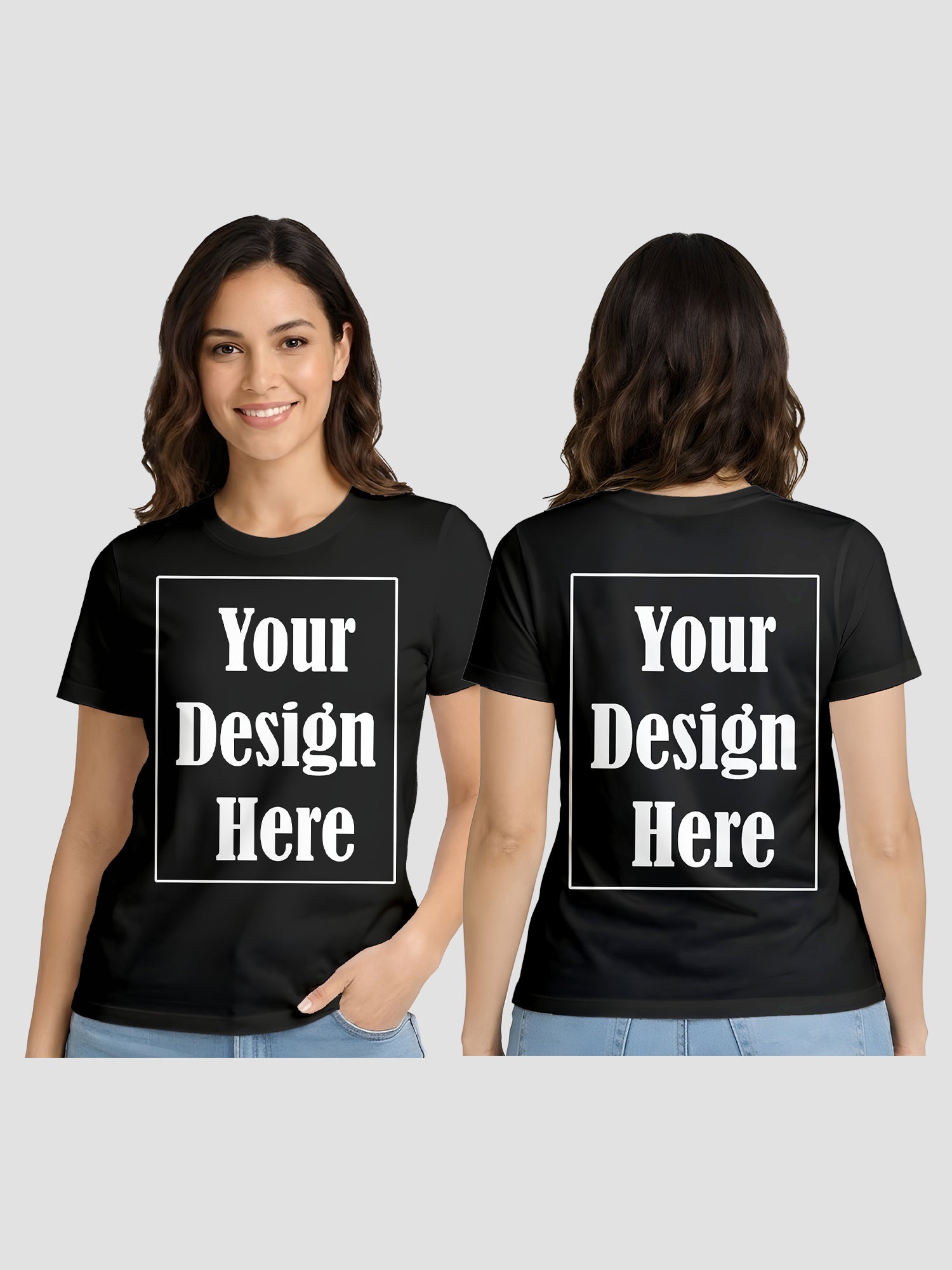 Women Custom Printed T Shirt Front & Back Design