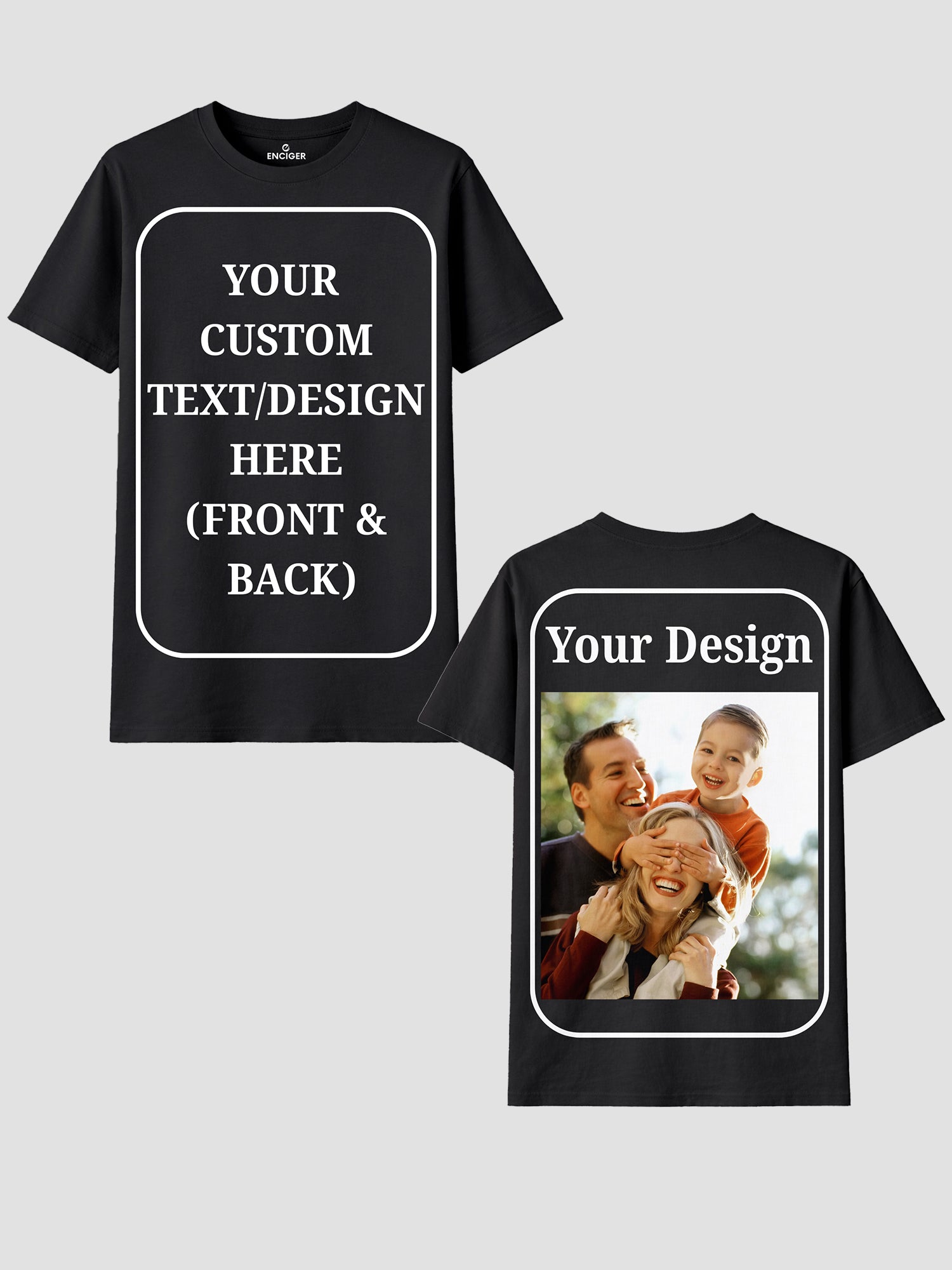 Women Custom T Shirt Front and Back Print Personalized Name Photo Text