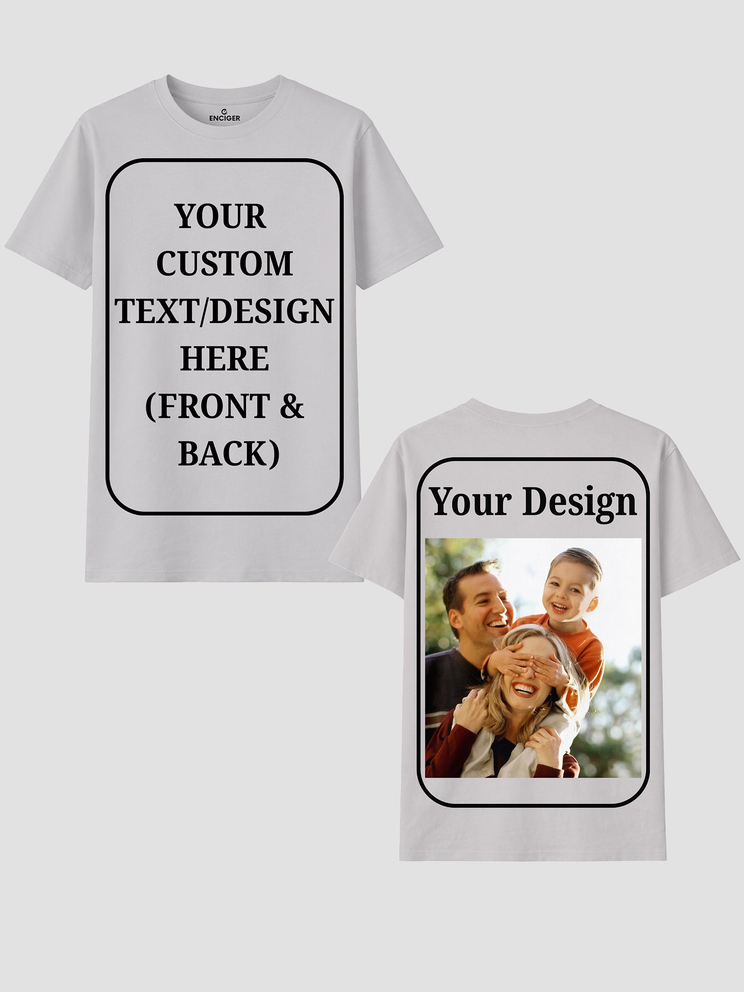 Women Custom T Shirt Front and Back Print Personalized Name Photo Text