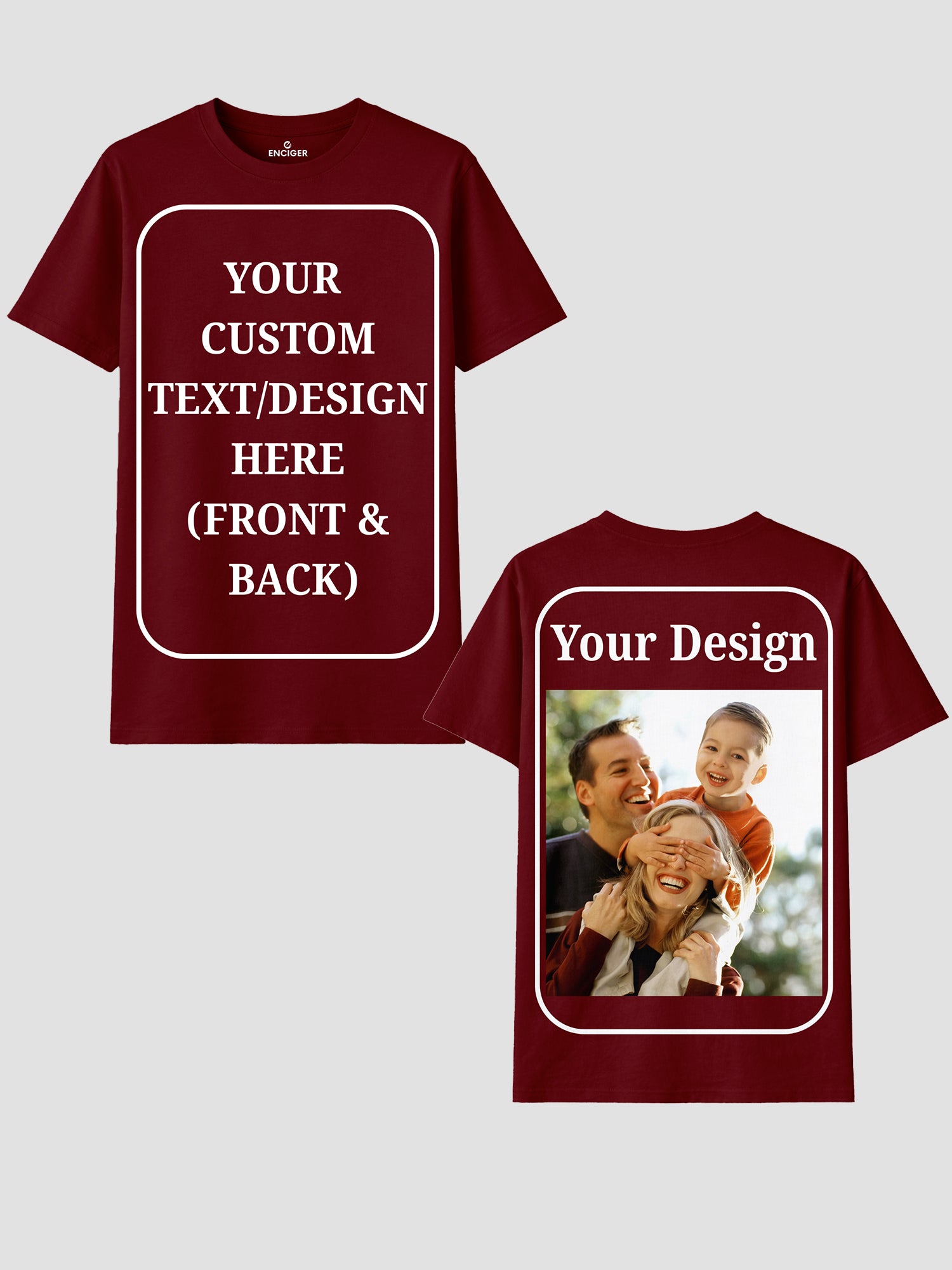 Women Custom T Shirt Front and Back Print Personalized Name Photo Text
