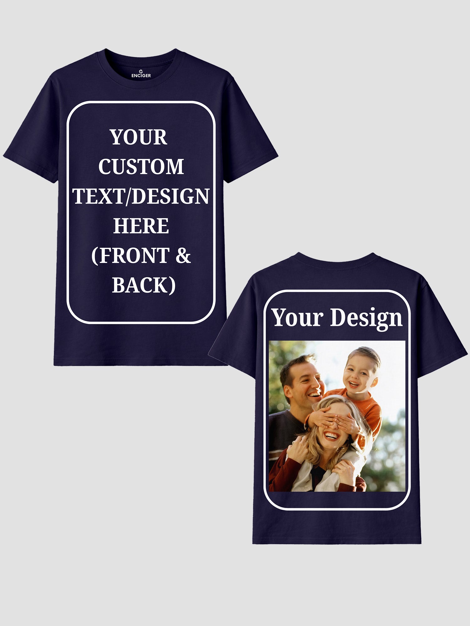 Women Custom T Shirt Front and Back Print Personalized Name Photo Text