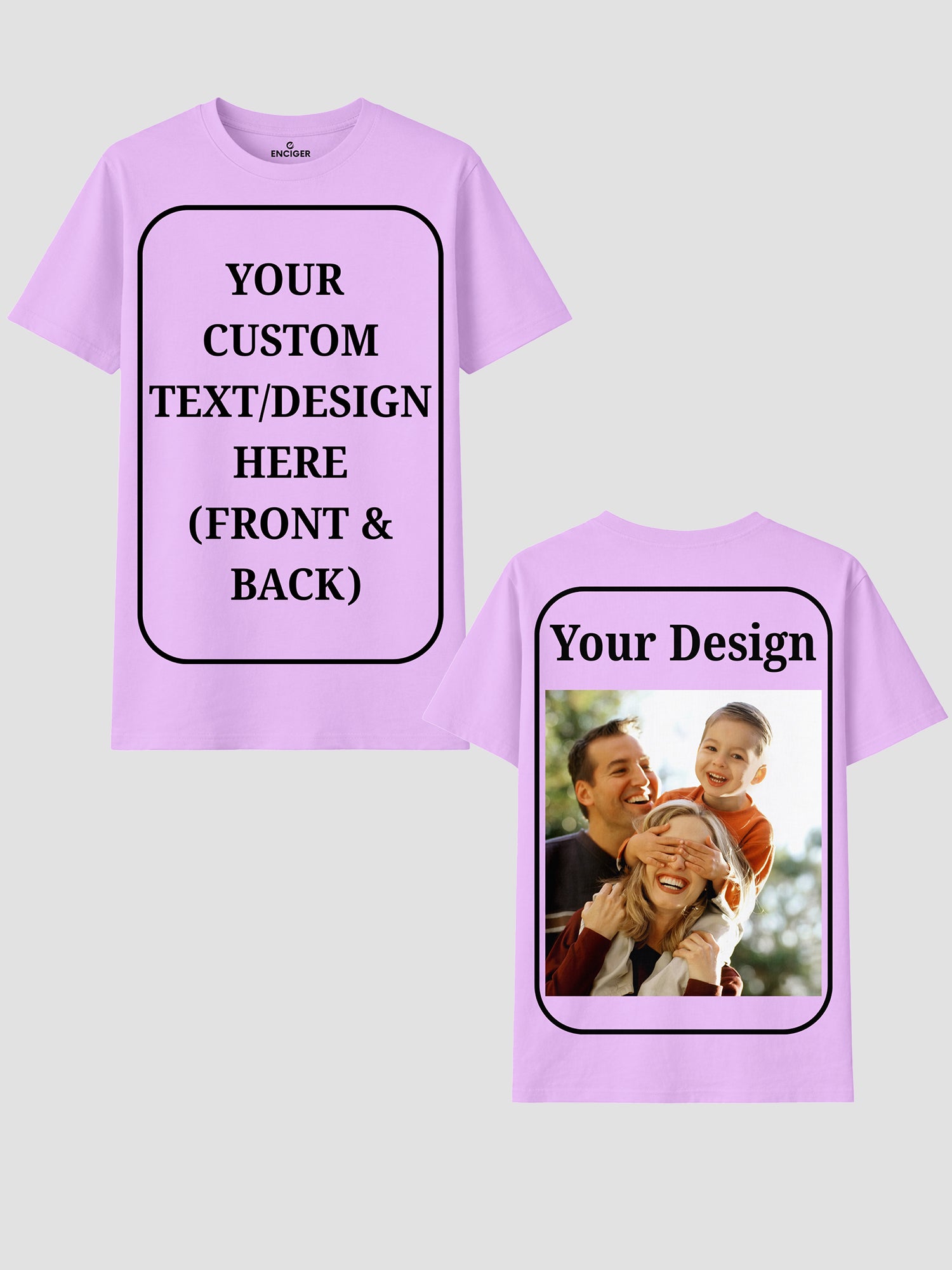 Women Custom T Shirt Front and Back Print Personalized Name Photo Text