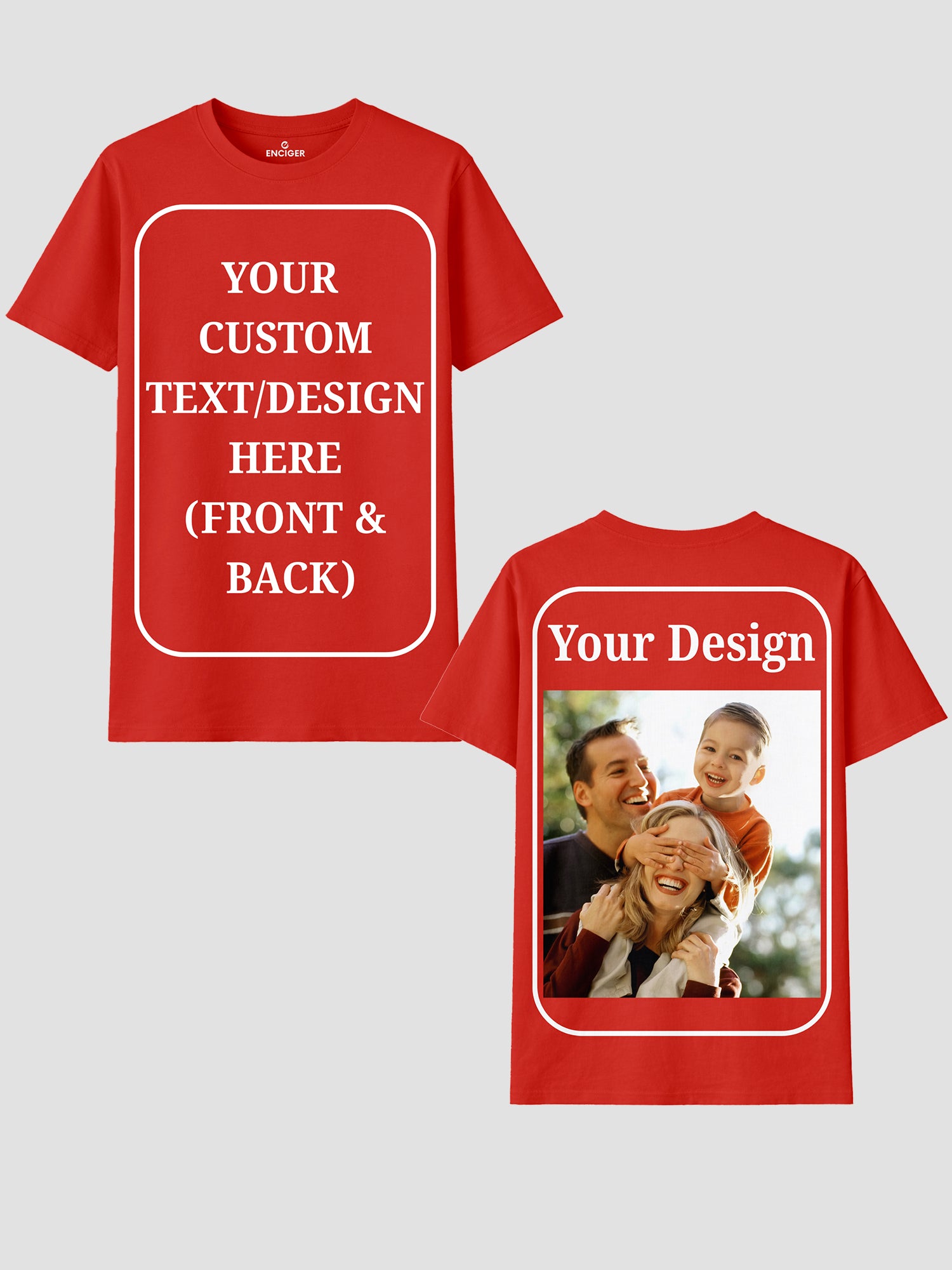 Women Custom T Shirt Front and Back Print Personalized Name Photo Text