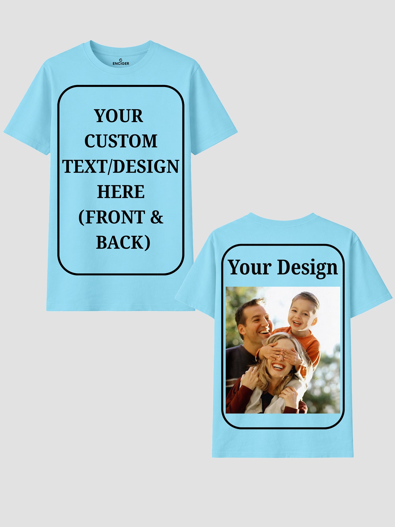 Women Custom T Shirt Front and Back Print Personalized Name Photo Text