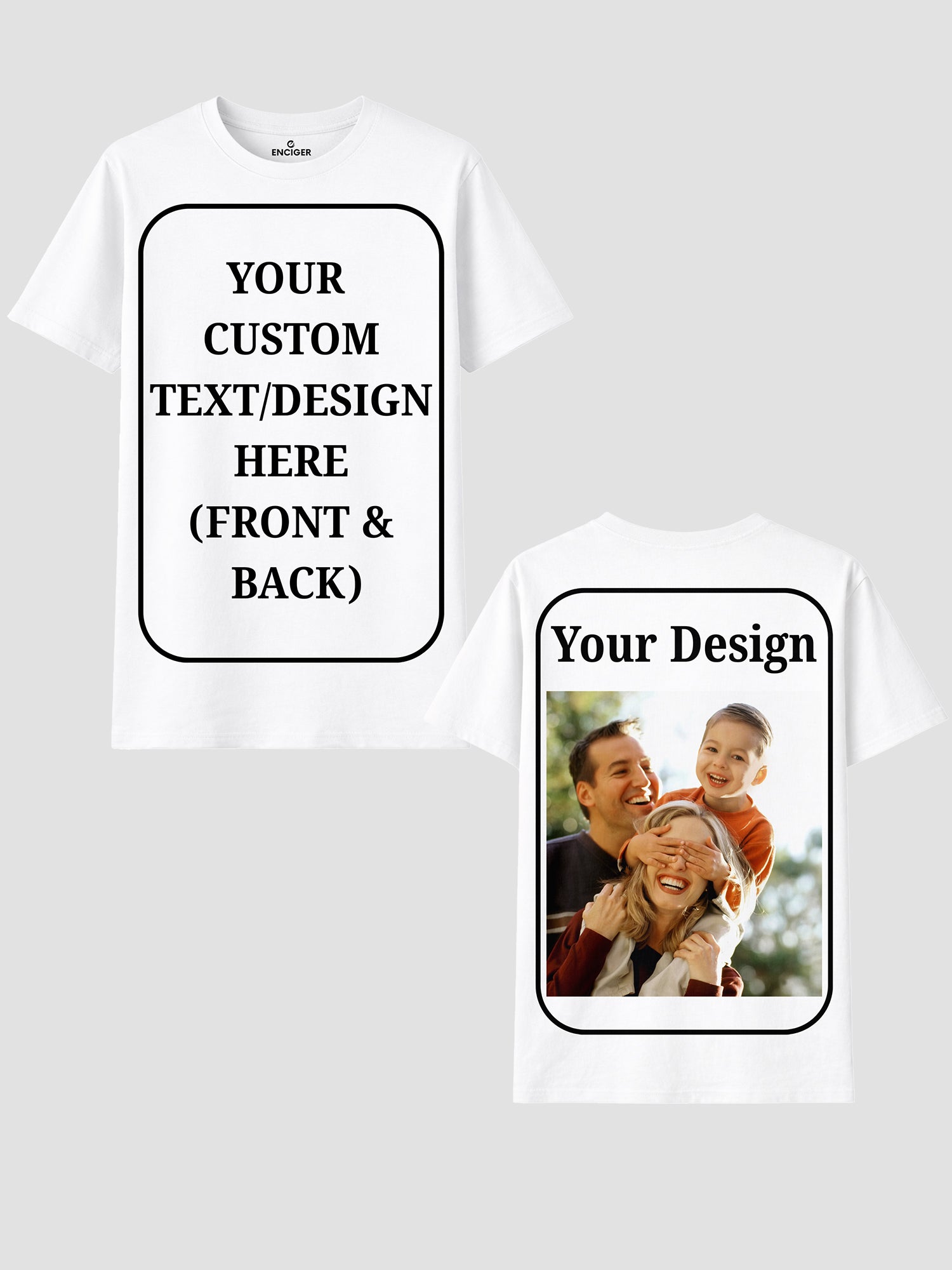 Women Custom T Shirt Front and Back Print Personalized Name Photo Text