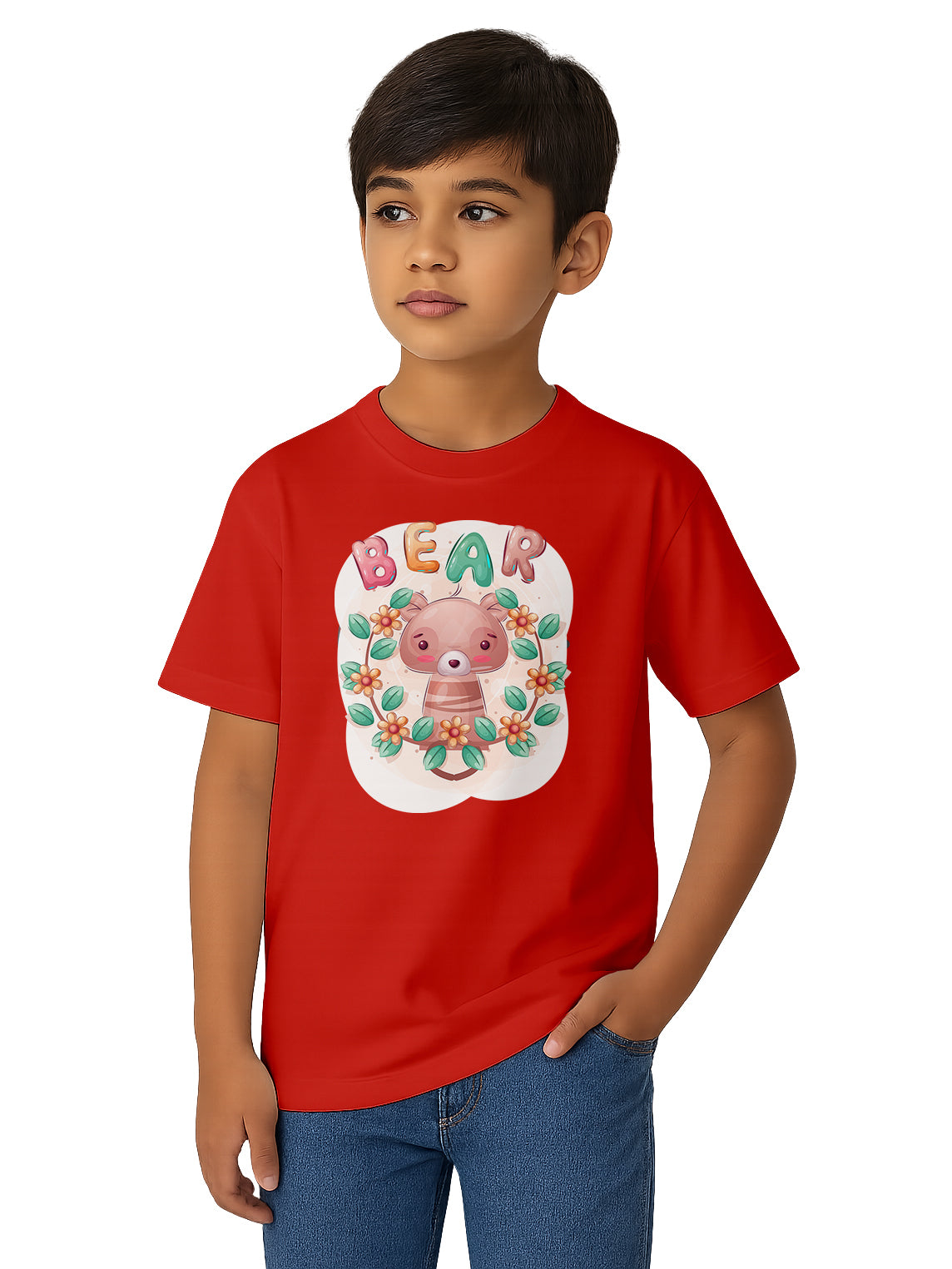 Kids-Cotton-Printed-Regular-Fit-Casual-T-Shirt-for-Boys-and-Girls-KPT1-Red