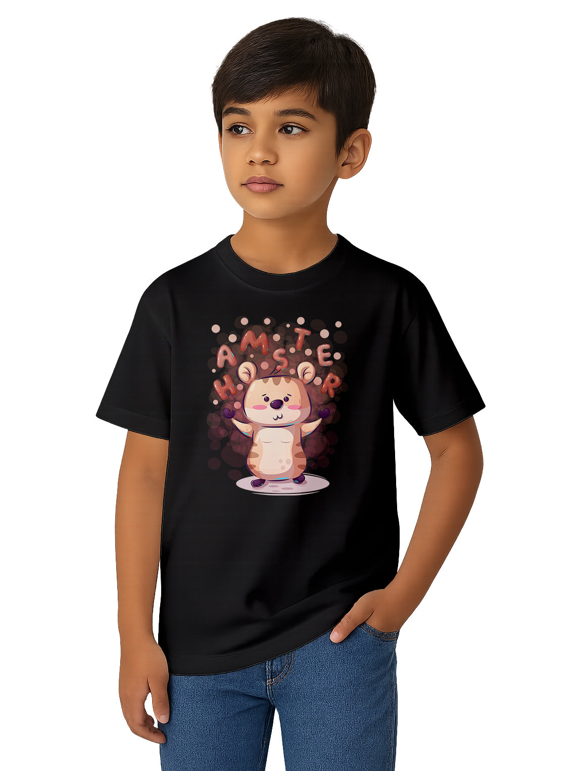 Kids-Cartoon-Theme-Printed-Breathable-Daily-Wear-Tee-for-Boys-and-Girls-KPT2-Black