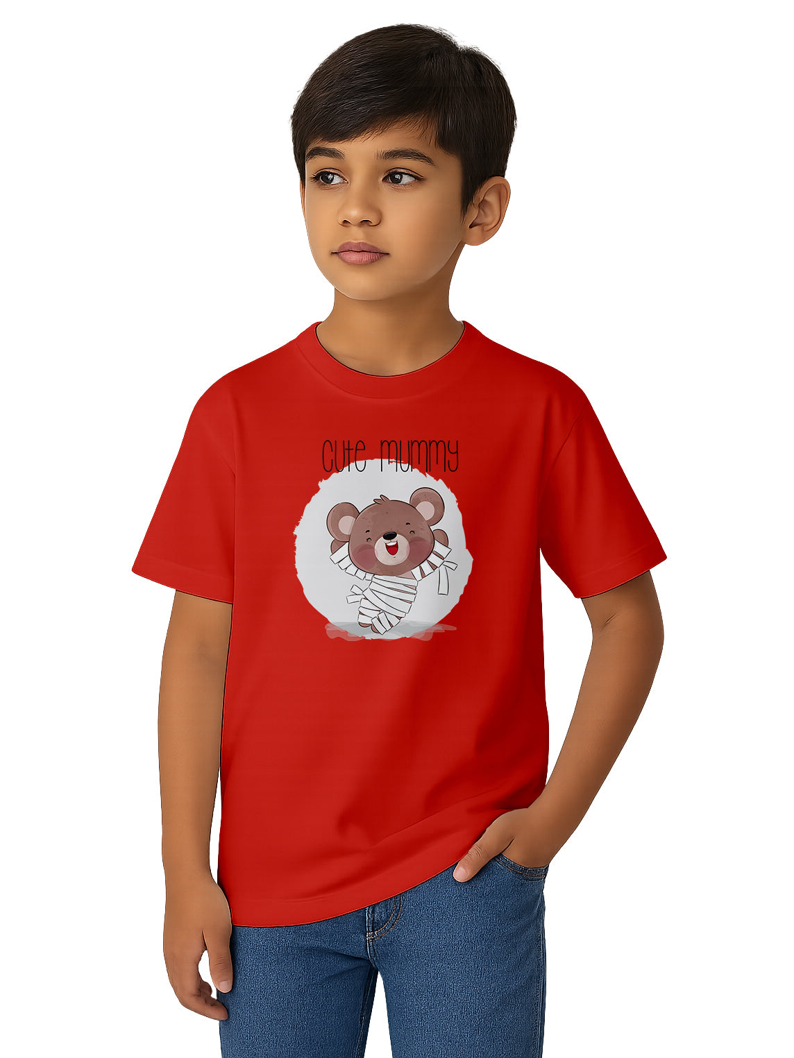 Boys-and-Girls-Regular-Fit-Cotton-Graphic-Print-T-Shirt-for-Kids-KPT4-Red