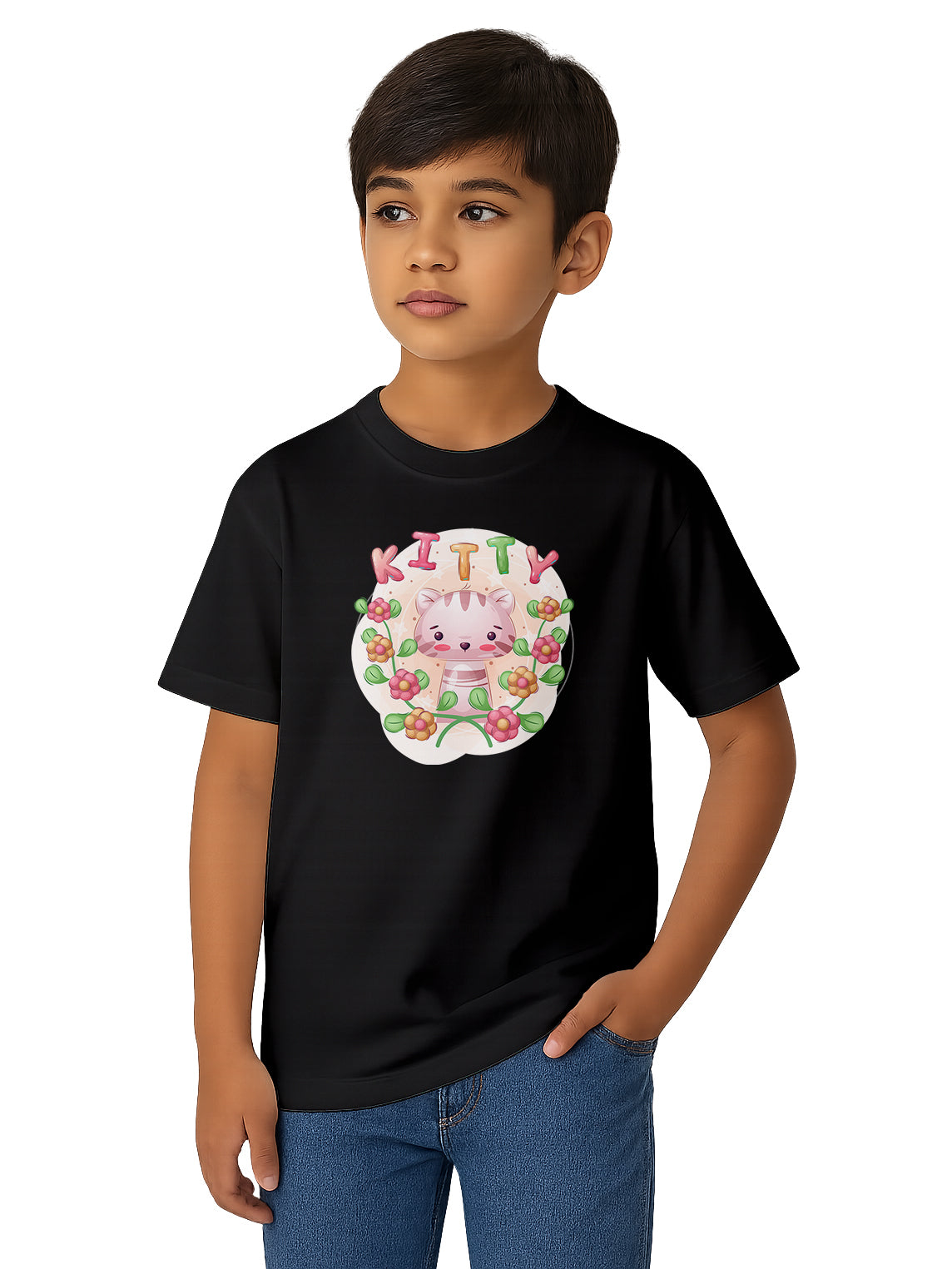 Kids-Cotton-Printed-Graphic-T-Shirt-for-Boys-and-Girls-KPT78-Black