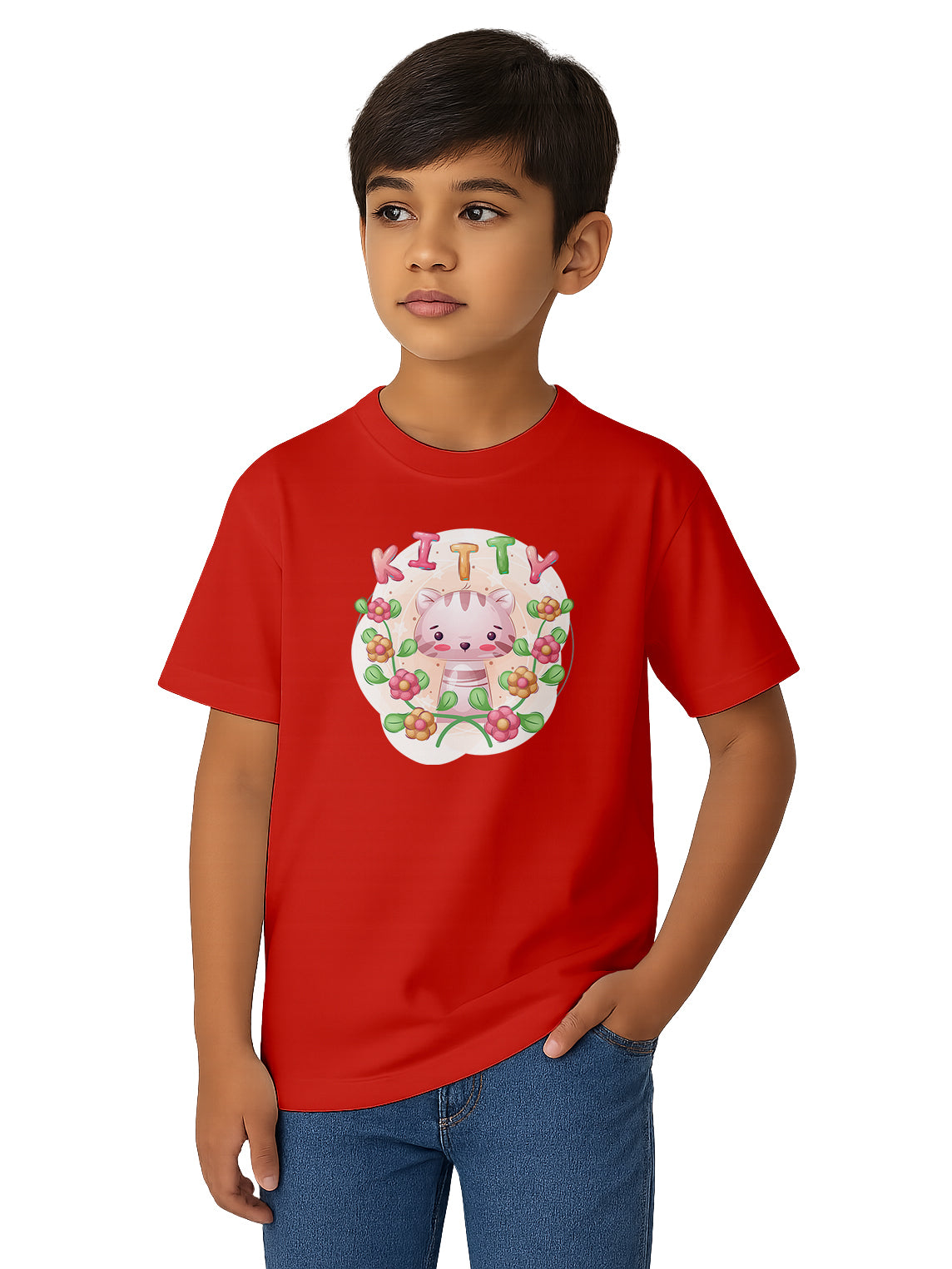 Kids-Cotton-Printed-Graphic-T-Shirt-for-Boys-and-Girls-KPT78-Red