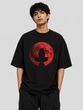 Itachi Uchiha Drop Shoulder Anime Printed T-Shirt for Men, Black