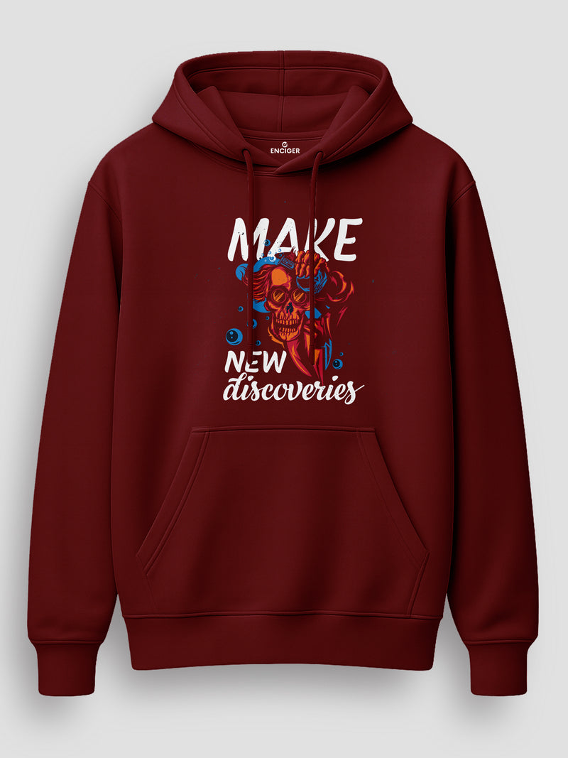 Mens Graphic Printed Hoodie with Kangaroo Pocket & Drawstring Hood