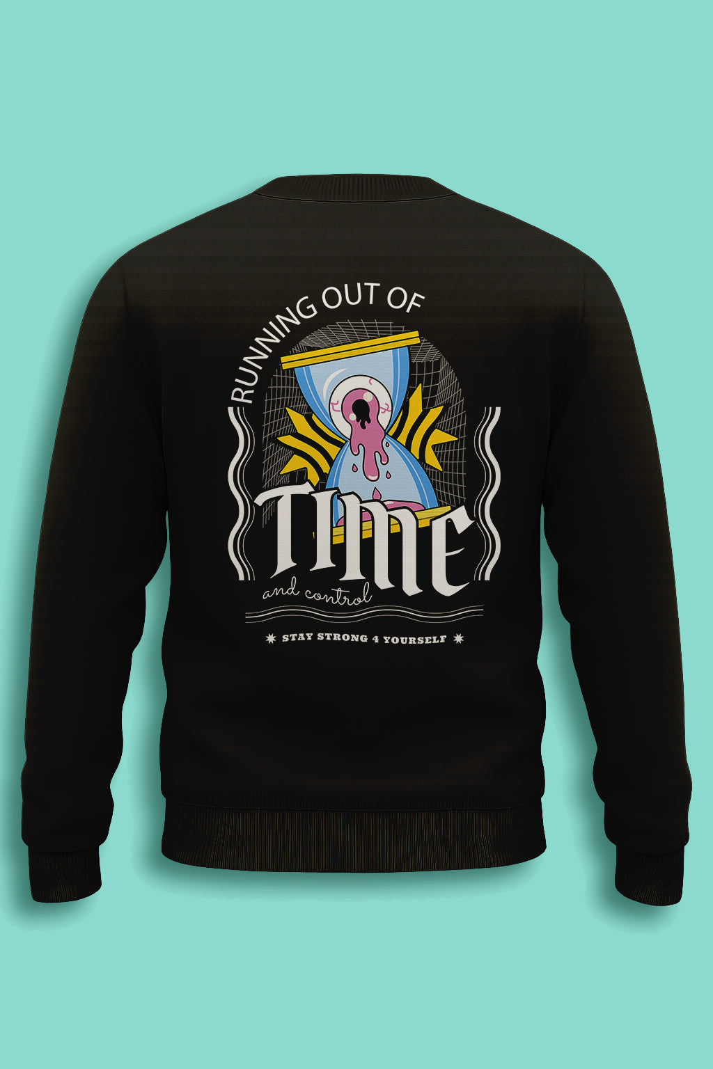 Mens-Trendy-Streetwear-Stylish-Back-Graphic-“Running-Out-of-Time”-Print-Sweatshirt-MPS2