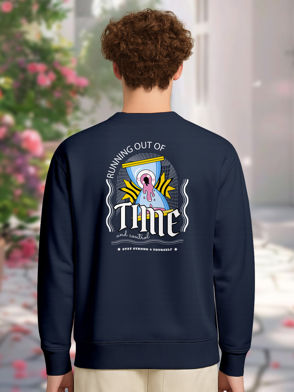 Mens-Trendy-Streetwear-Stylish-Back-Graphic-“Running-Out-of-Time”-Print-Sweatshirt-MPS2