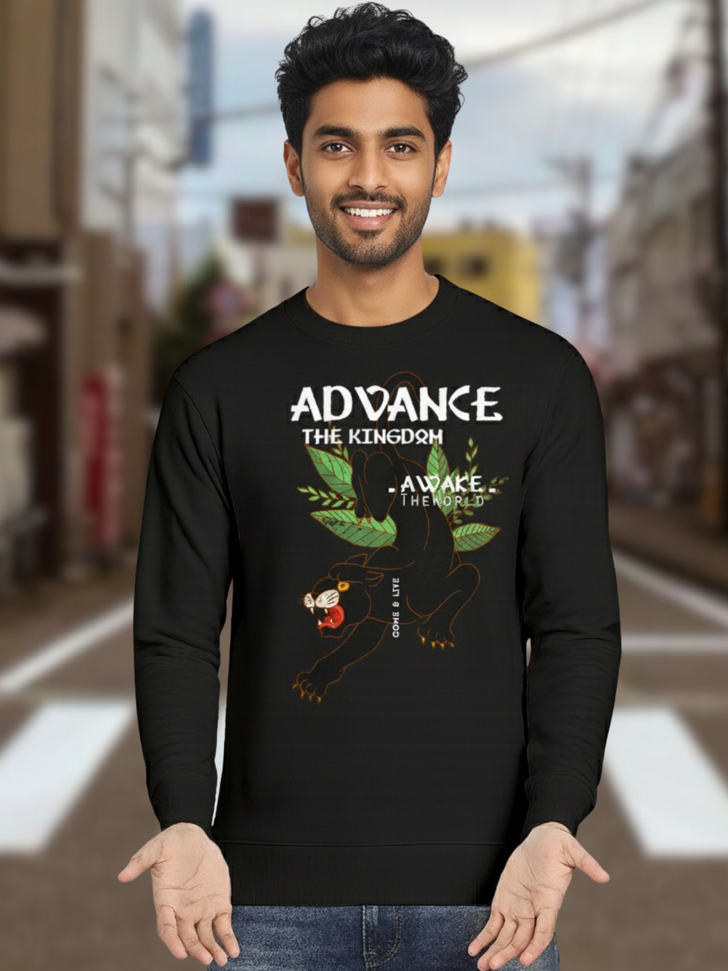 Mens-Cotton-Fleece-“Advance-the-Kingdom”-Panther-Graphic-Printed-Sweatshirt-MPS7