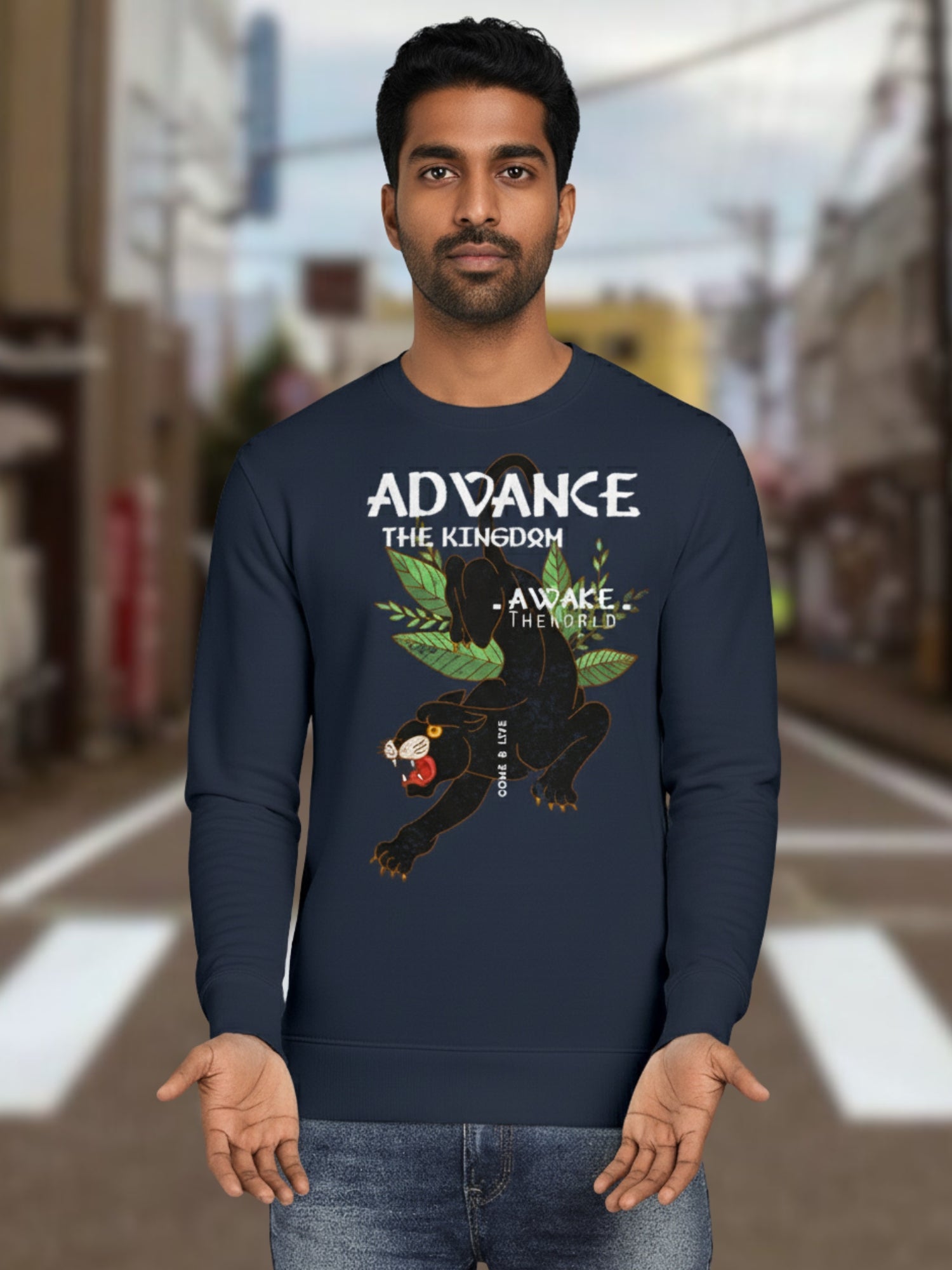 Mens-Cotton-Fleece-“Advance-the-Kingdom”-Panther-Graphic-Printed-Sweatshirt-MPS7