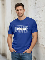  Men's Cotton Graphic Printed Motivational T-Shirt with Brave Never Give Up Typography blue, XXL