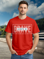  Men's Cotton Graphic Printed Motivational T-Shirt with Brave Never Give Up Typography red, XXL