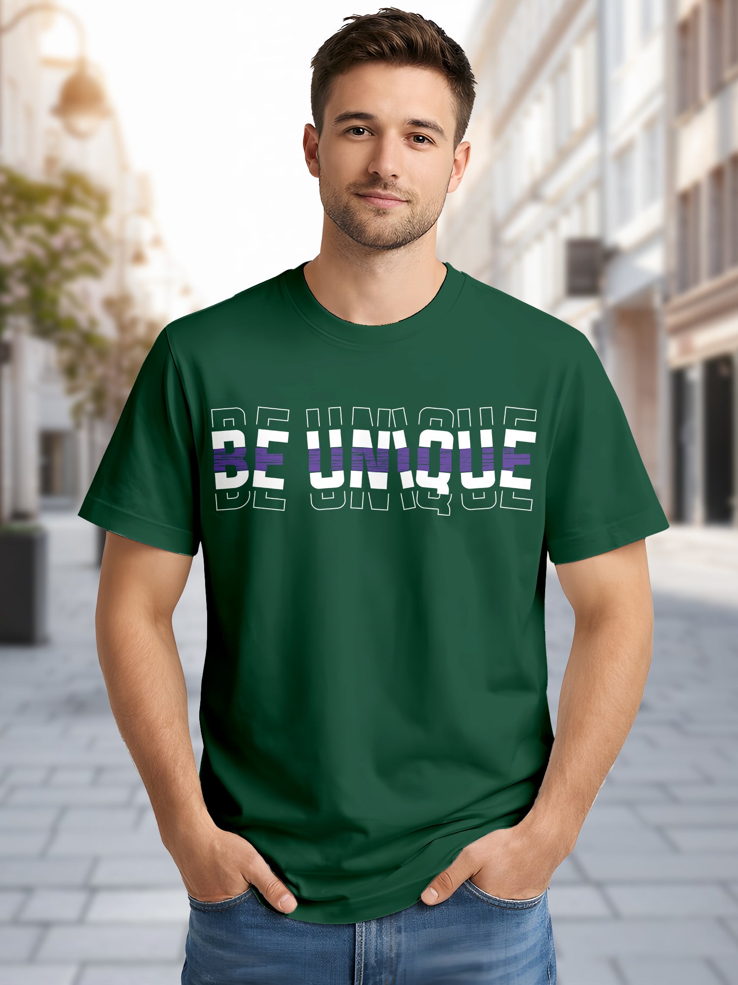  Men's Cotton Graphic Printed Motivational T-Shirt with Unique Brave Typography Print green, XXL