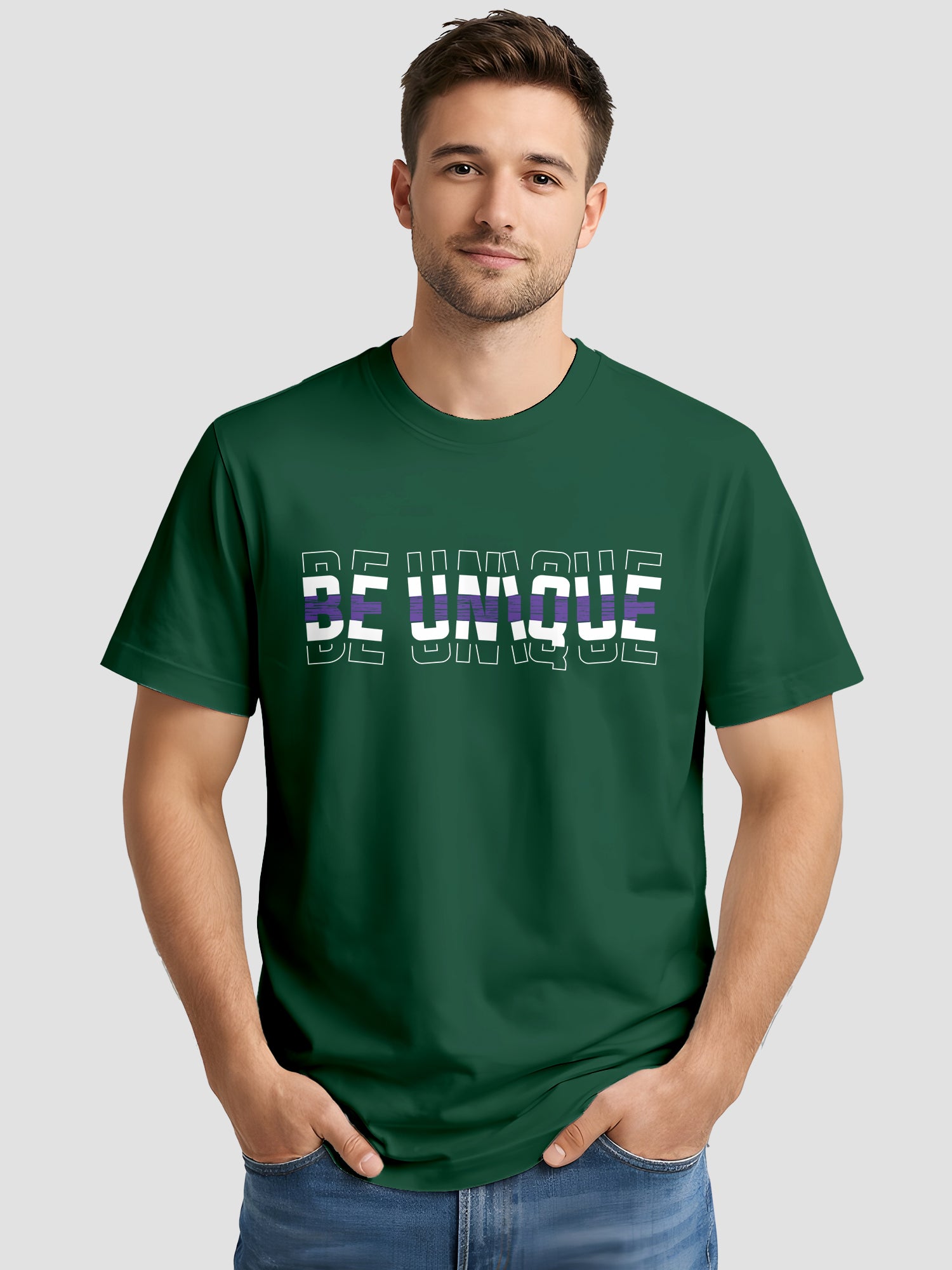  Men's Cotton Graphic Printed Motivational T-Shirt with Unique Brave Typography Print green, L