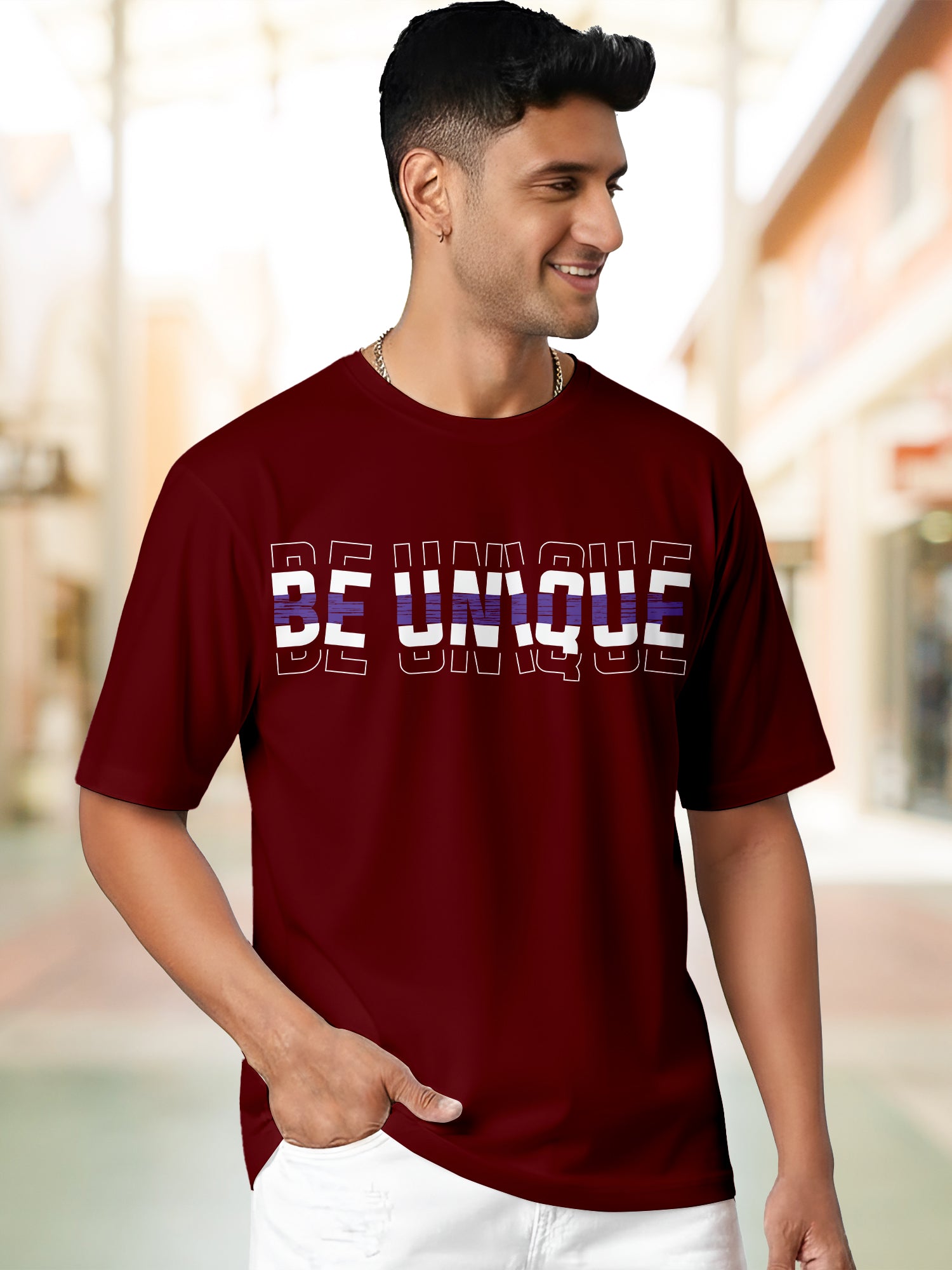  Men's Cotton Graphic Printed Motivational T-Shirt with Unique Brave Typography Print maroon, XXL