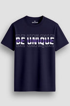  Men's Cotton Graphic Printed Motivational T-Shirt with Unique Brave Typography Print navy, S