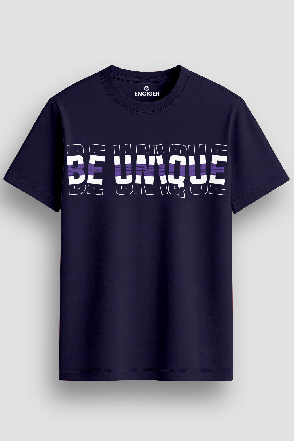  Men's Cotton Graphic Printed Motivational T-Shirt with Unique Brave Typography Print navy, S