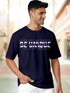  Men's Cotton Graphic Printed Motivational T-Shirt with Unique Brave Typography Print navy, XXL