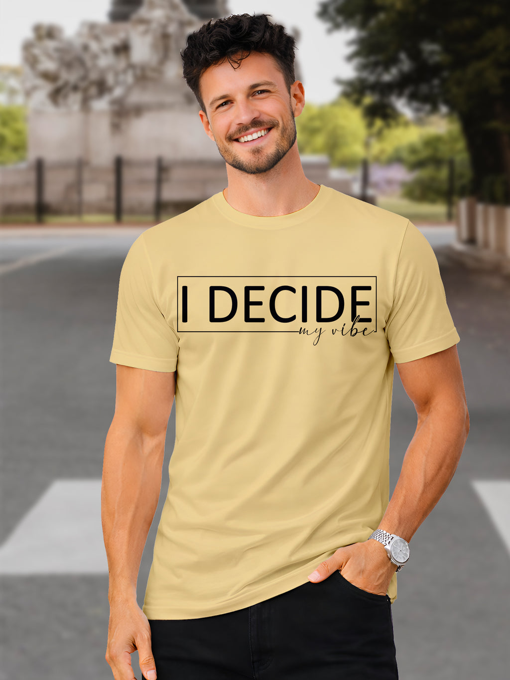  Men's Cotton Graphic Printed T-Shirt with Motivational Brave and Unique Typography beige, XXL